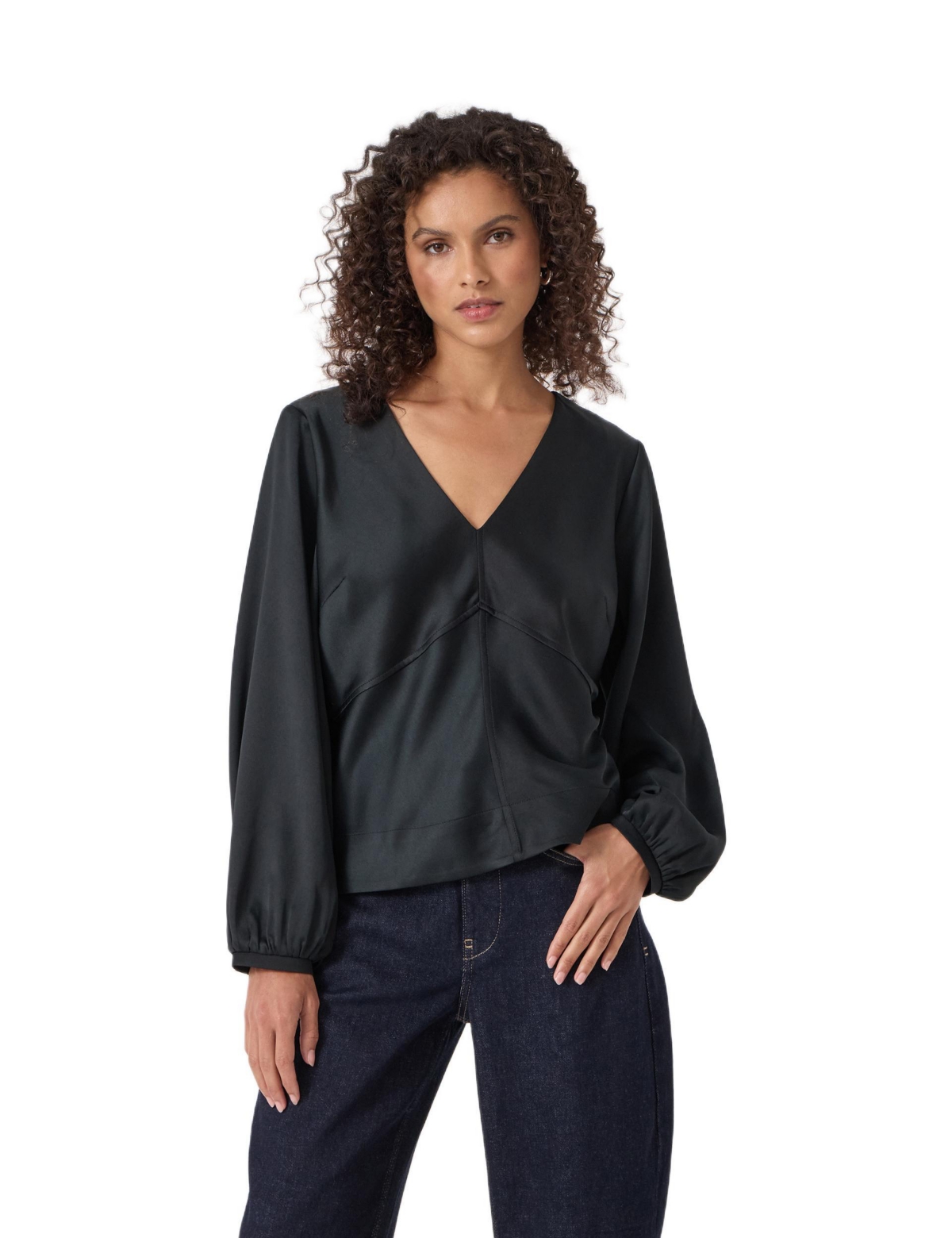 Hush Women’s Grace Satin Long Sleeve Top – Black Hush Women’s Grace Satin Long Sleeve Top – Black
