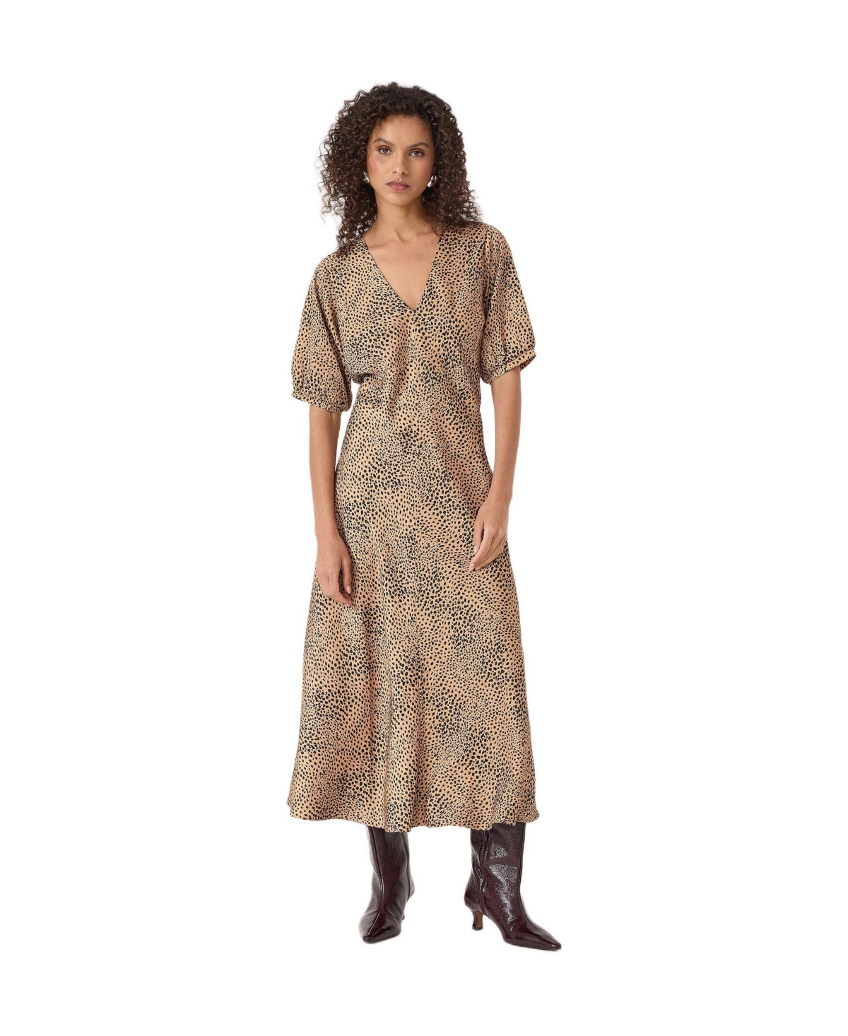 Hush Women’s Grace V-Neck Puff Sleeve Satin Dress – Deer brown Hush Women’s Grace V-Neck Puff Sleeve Satin Dress – Deer brown