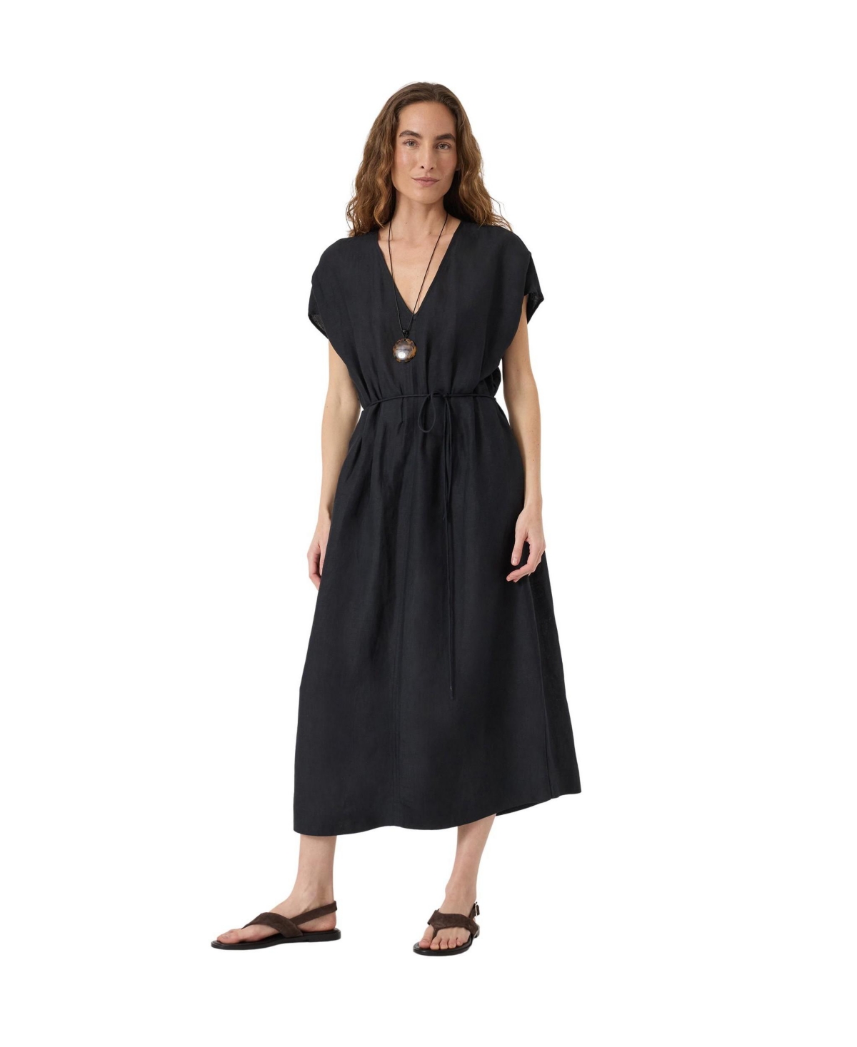 Hush Women’s Remy Pleated Linen Blend Midi Dress – Black Hush Women’s Remy Pleated Linen Blend Midi Dress – Black