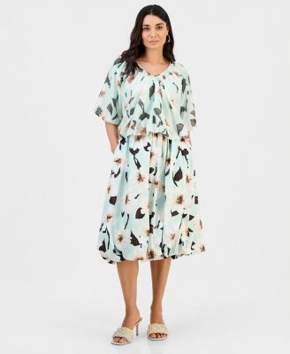 I.N.C. International Concepts Petite Puff Sleeve Bubble Blouse Pull On Midi Skirt Macys Exclusive I.N.C. International Concepts Petite Puff Sleeve Bubble Blouse Pull On Midi Skirt Macys Exclusive