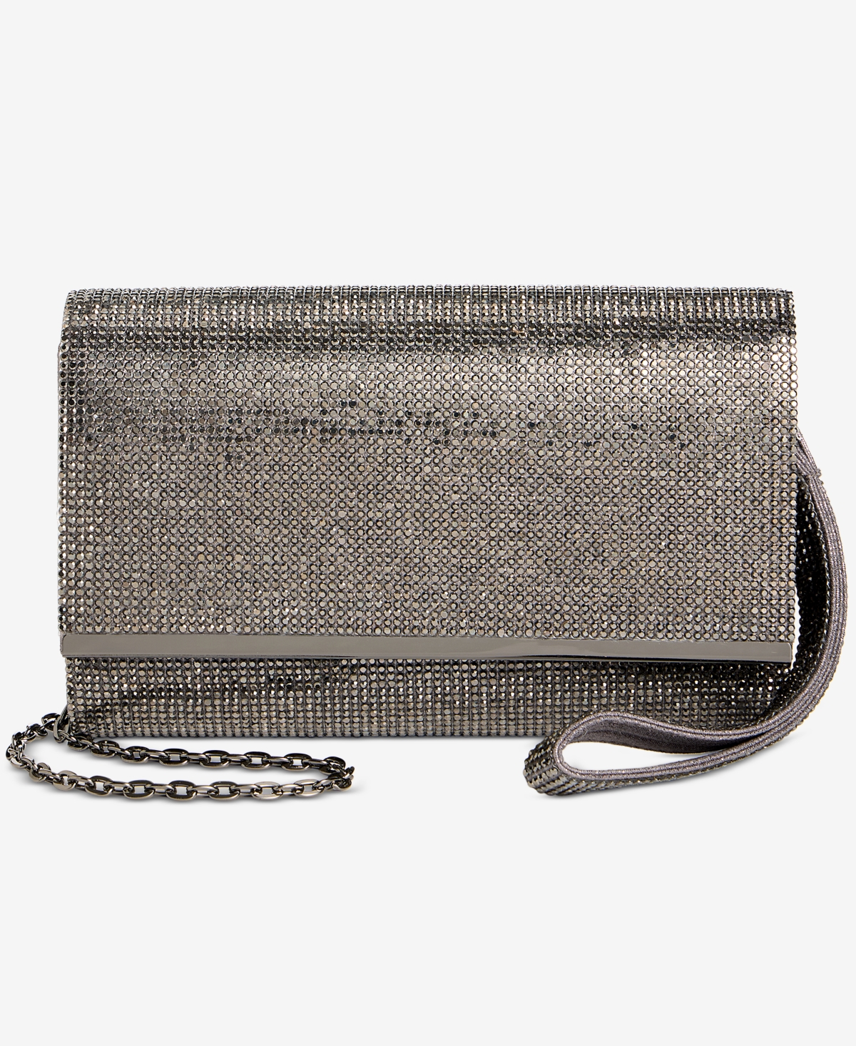 I.n.c. International Concepts Caitlin Satin and Crystal Clutch, Exclusively at Macy’s – Gunmetal