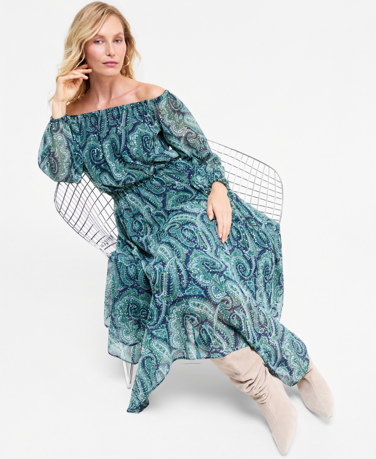 I.n.c. International Concepts Women’s Off-the-Shoulder Asymmetrical Long-Sleeve Dress, Macy’s Exclusive – Helena Paisley I.n.c. International Concepts Women’s Off-the-Shoulder Asymmetrical Long-Sleeve Dress, Macy’s Exclusive – Helena Paisley