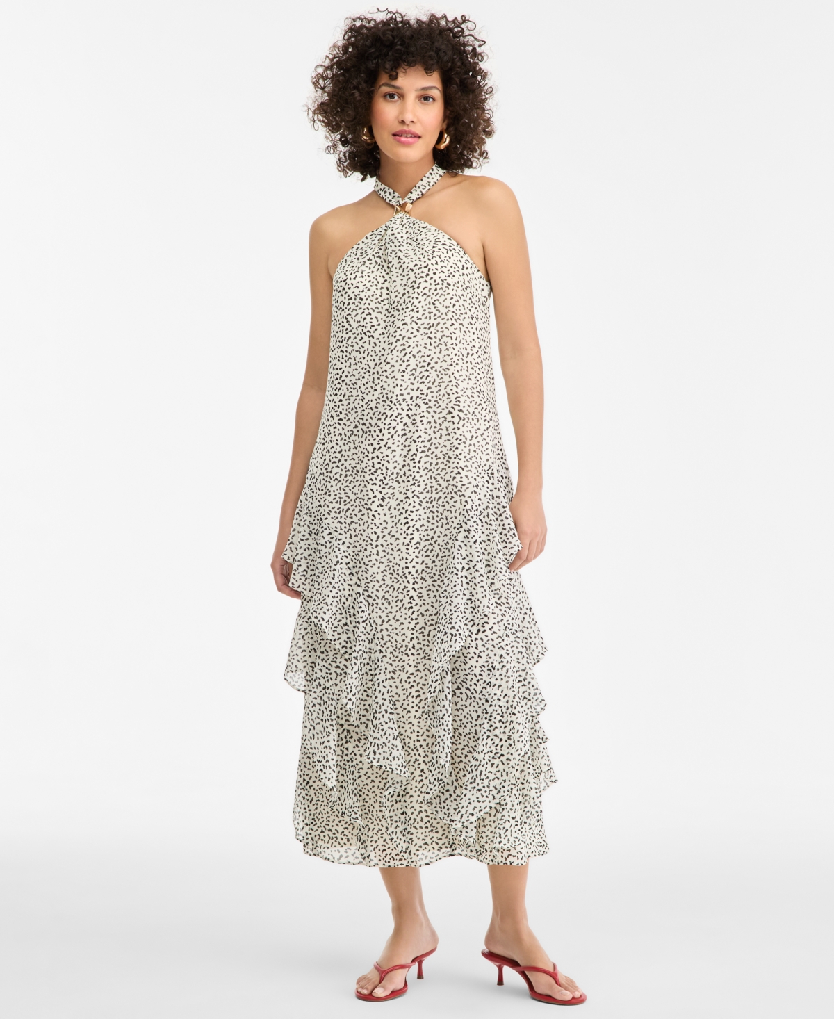 I.n.c. International Concepts Women’s Printed Halter Maxi Dress, Macy’s Exclusive – Nyla Texture
