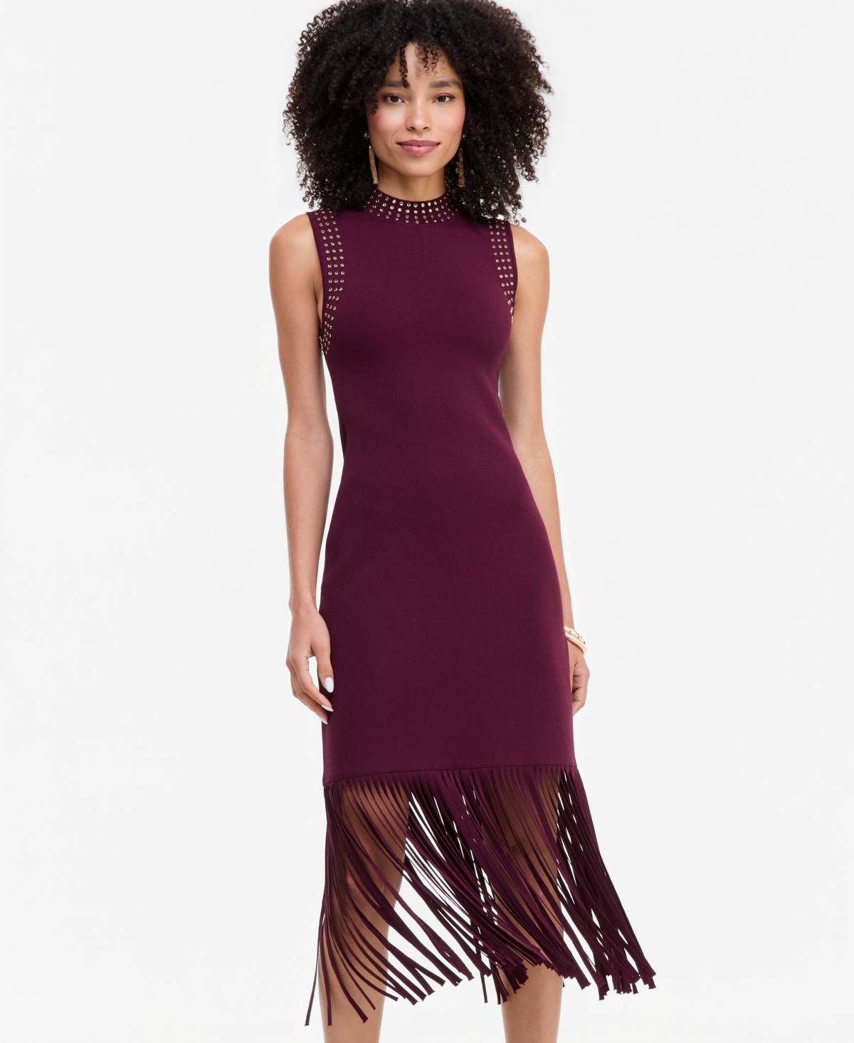 I.n.c. International Concepts Women’s Sleeveless Midi Fringe-Trim Sweater Dress, Macy’s Exclusive – Berry Wine I.n.c. International Concepts Women’s Sleeveless Midi Fringe-Trim Sweater Dress, Macy’s Exclusive – Berry Wine
