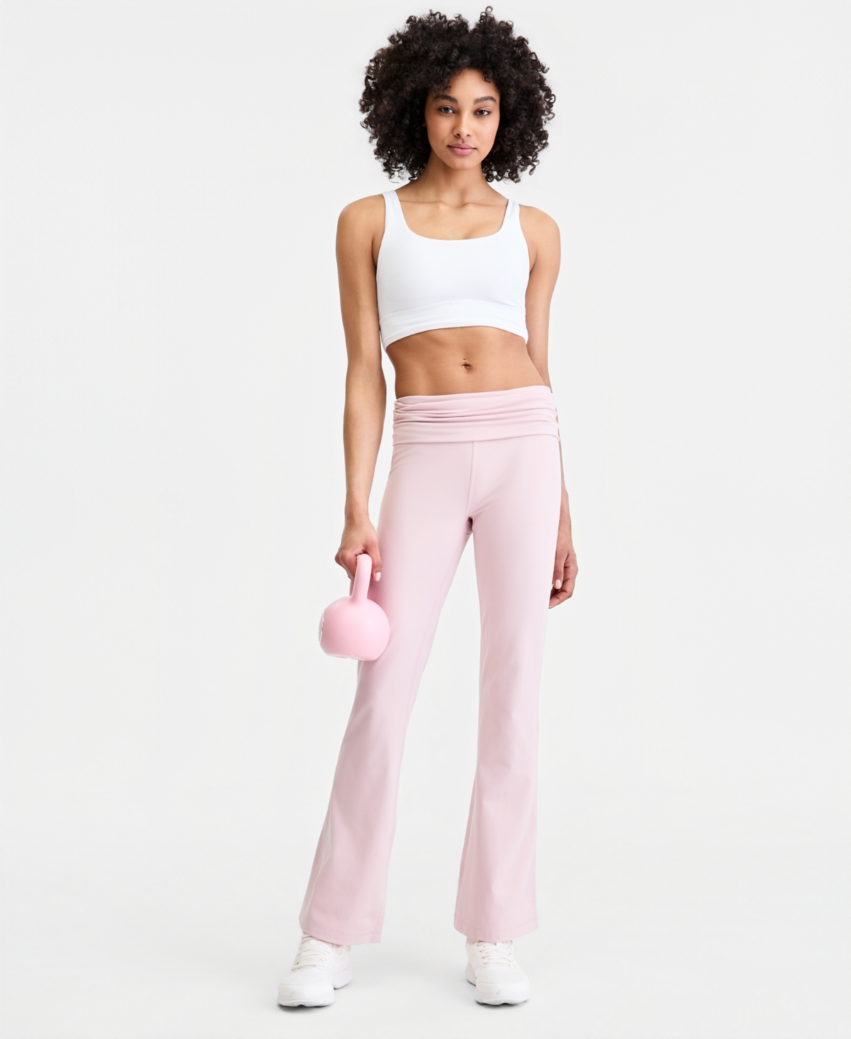 Id Ideology Women’s Studio Foldover Waist Flare Leggings, Macy’s Exclusive – Chalky Rose