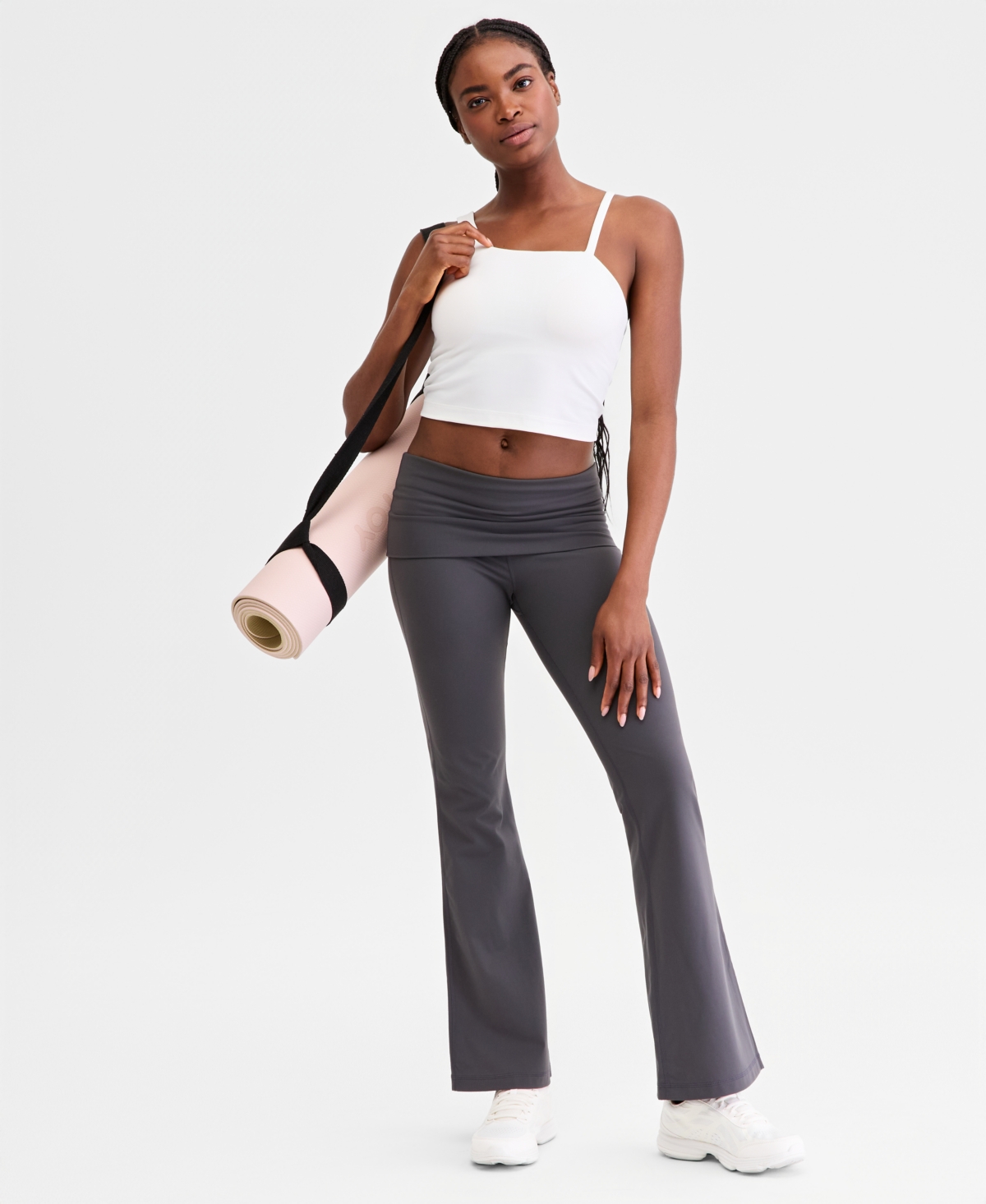 Id Ideology Women’s Studio Foldover Waist Flare Leggings, Macy’s Exclusive – Deep Charcoal Id Ideology Women’s Studio Foldover Waist Flare Leggings, Macy’s Exclusive – Deep Charcoal