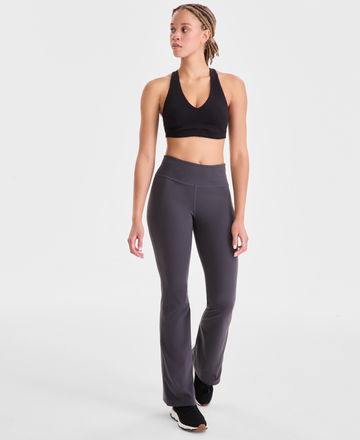 Id Ideology Women’s Studio High Rise Flare Leggings Tall, Macy’s Exclusive – Deep Charcoal