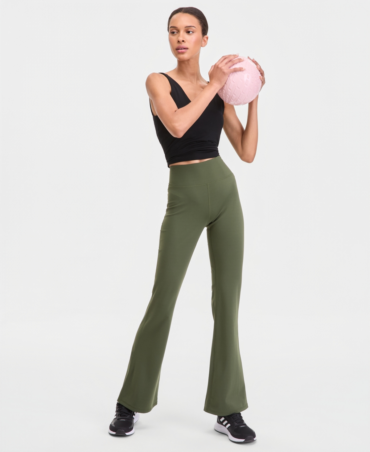 Id Ideology Women’s Studio High Rise Flare Leggings Tall, Macy’s Exclusive – Seaweed