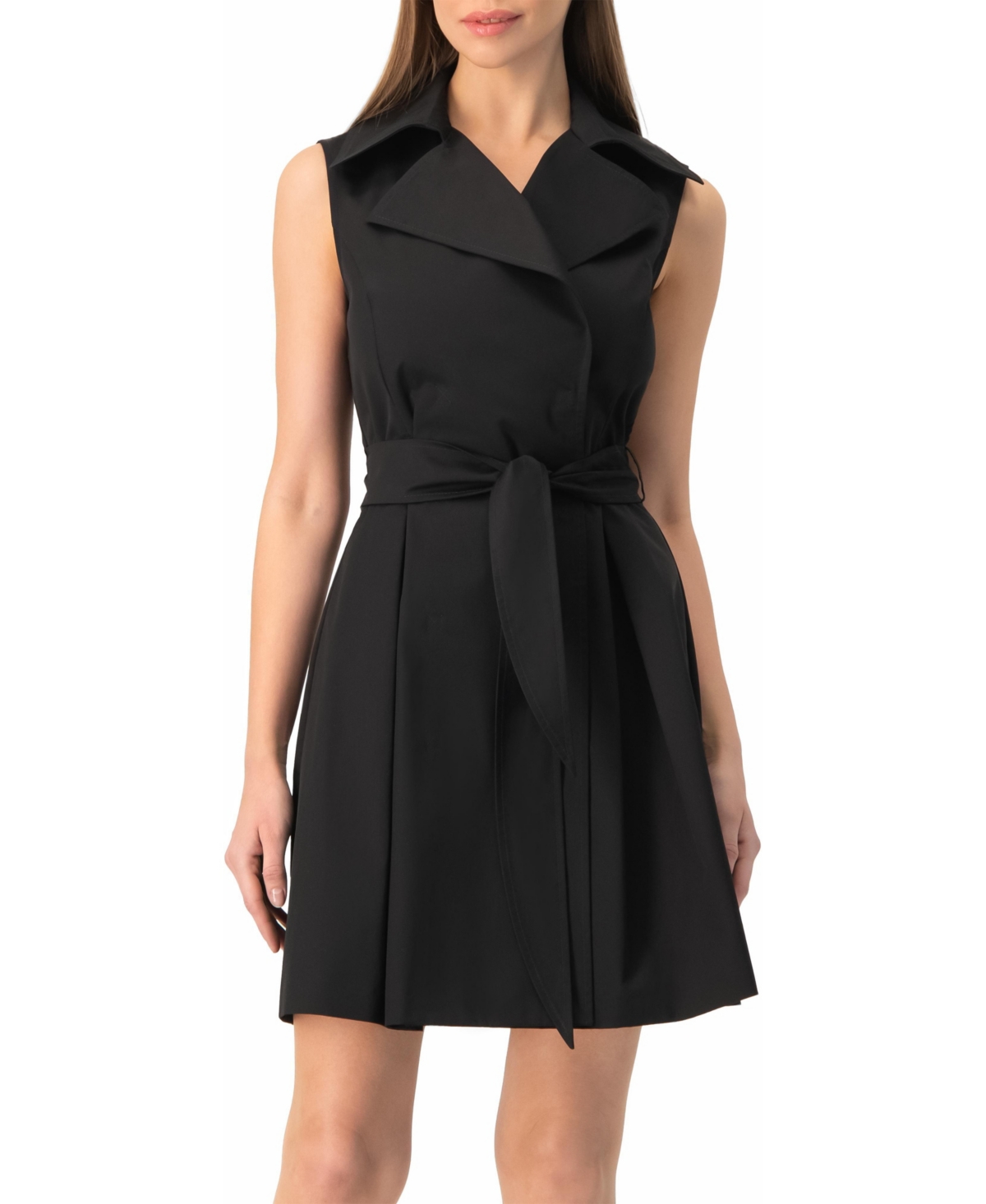 Ivonne Women’s Belted Sleeveless Trench-Style A-Line Mini Dress – Black Ivonne Women’s Belted Sleeveless Trench-Style A-Line Mini Dress – Black