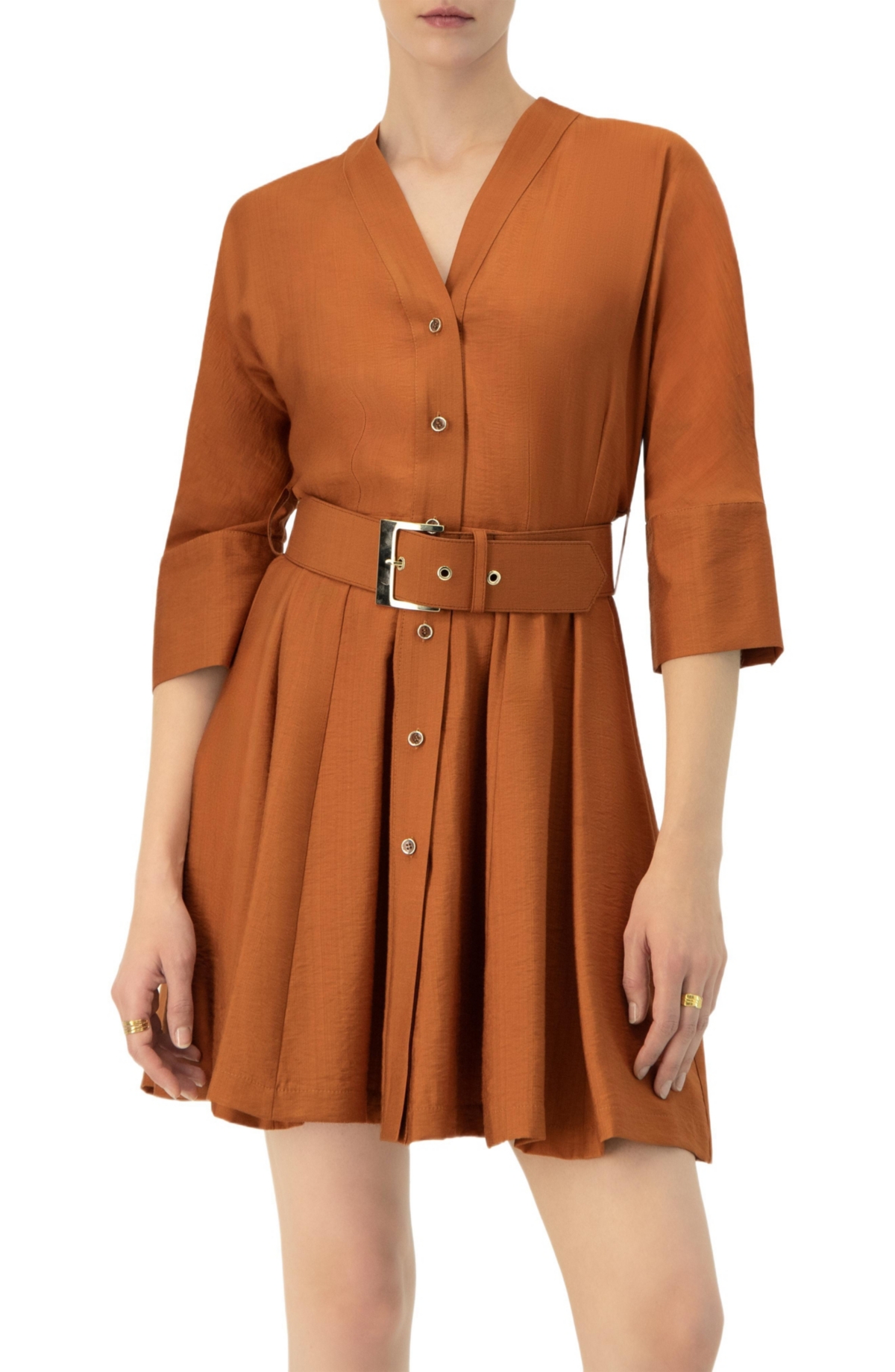 Ivonne Women’s Dolman Sleeve Solid Dress with Belt – Brown Ivonne Women’s Dolman Sleeve Solid Dress with Belt – Brown