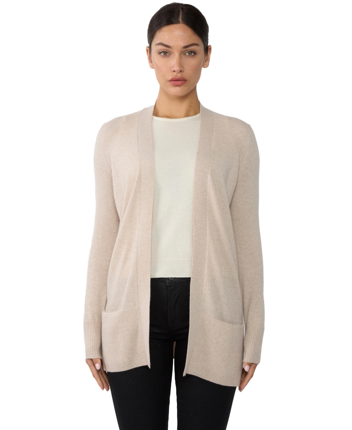 Jennie Liu Women’s 100% Cashmere Open Cardigan Sweater | Long Cardigan Sweaters – Oatmeal Jennie Liu Women’s 100% Cashmere Open Cardigan Sweater | Long Cardigan Sweaters – Oatmeal