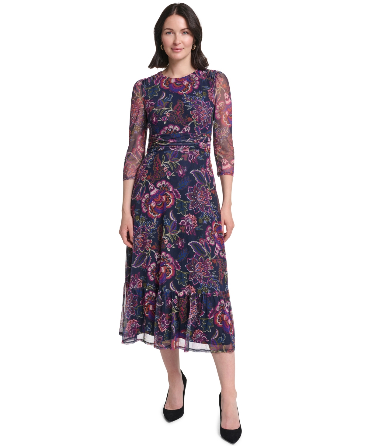 Jessica Howard Women’s Crew Neck Dress – Navy Multi Floral Jessica Howard Women’s Crew Neck Dress – Navy Multi Floral