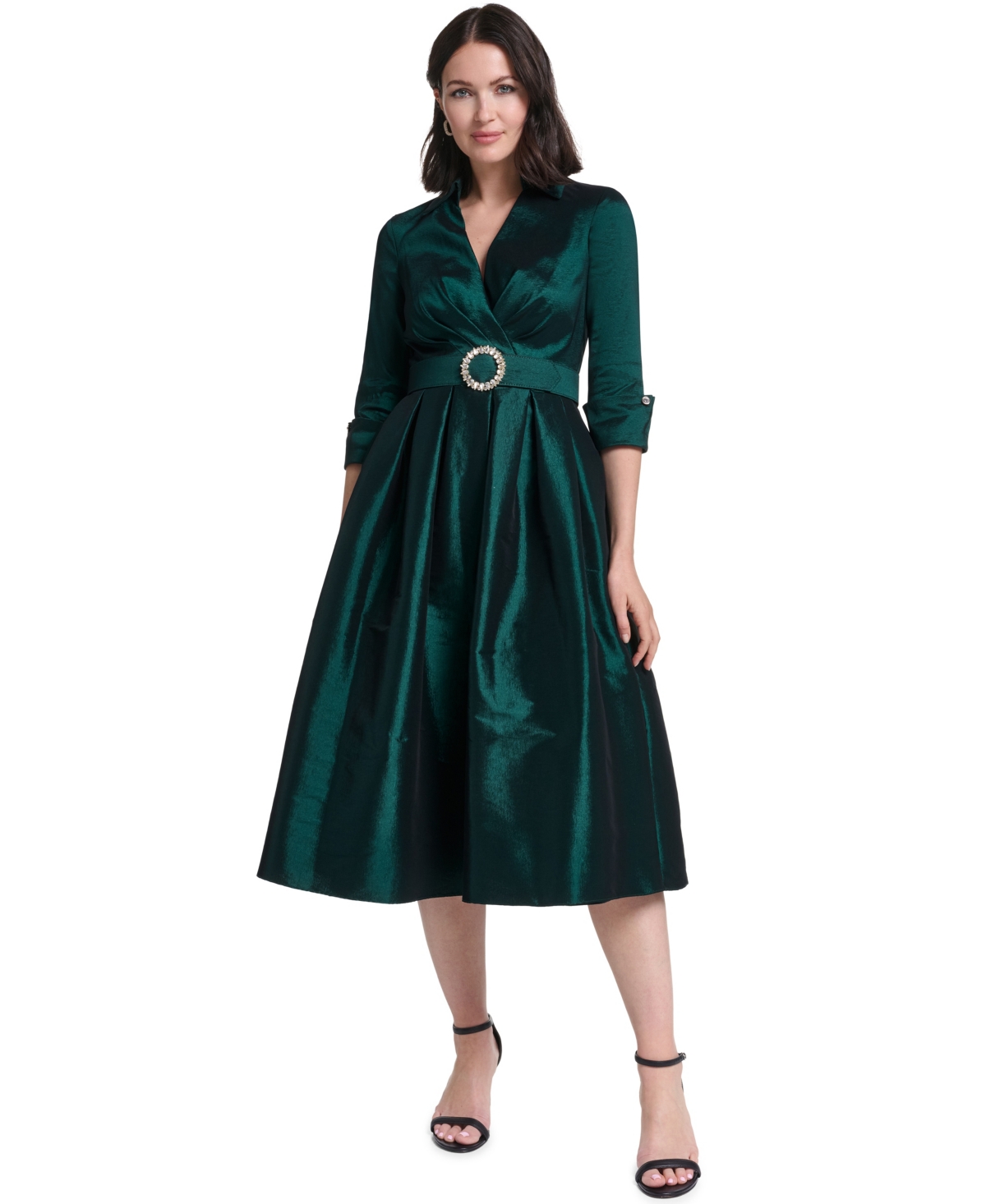 Jessica Howard Women’s Satin V-Neck 3/4 Sleeve Dress – Hunter Jessica Howard Women’s Satin V-Neck 3/4 Sleeve Dress – Hunter