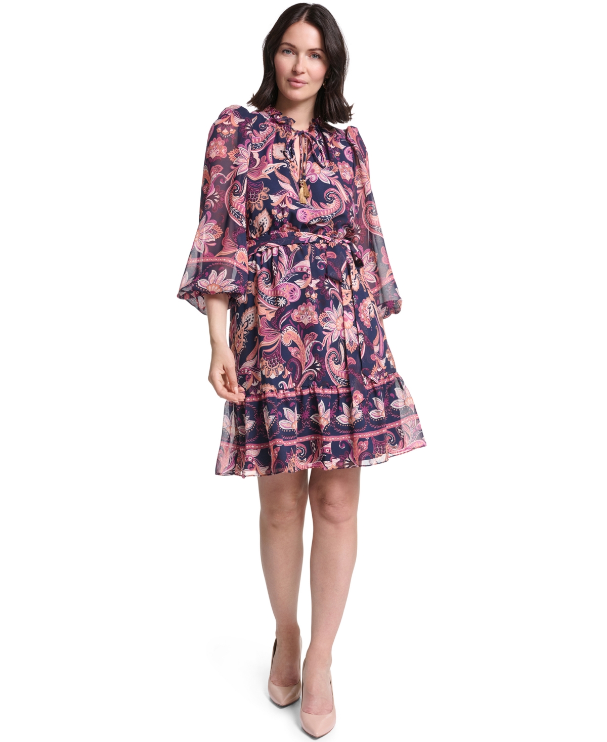 Jessica Howard Women’s Tie-Neck Dress – Plum