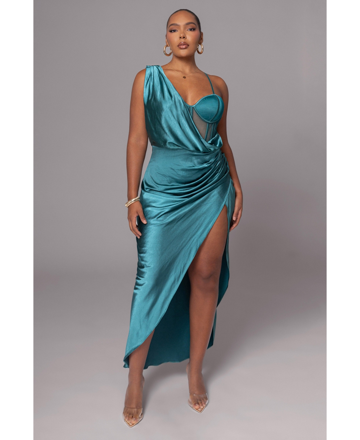 Jluxlabel Women’s Anastacia Drape Maxi Dress – Emerald Jluxlabel Women’s Anastacia Drape Maxi Dress – Emerald