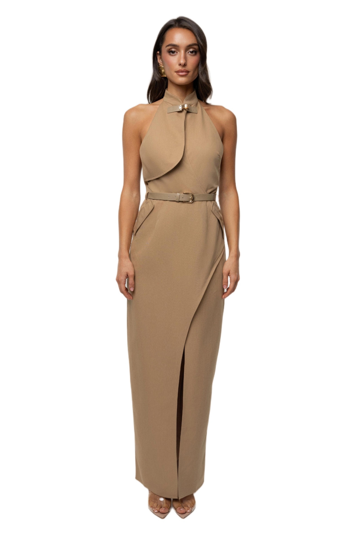 Jluxlabel Women’s Aria Keyhole Maxi Dress – Beige