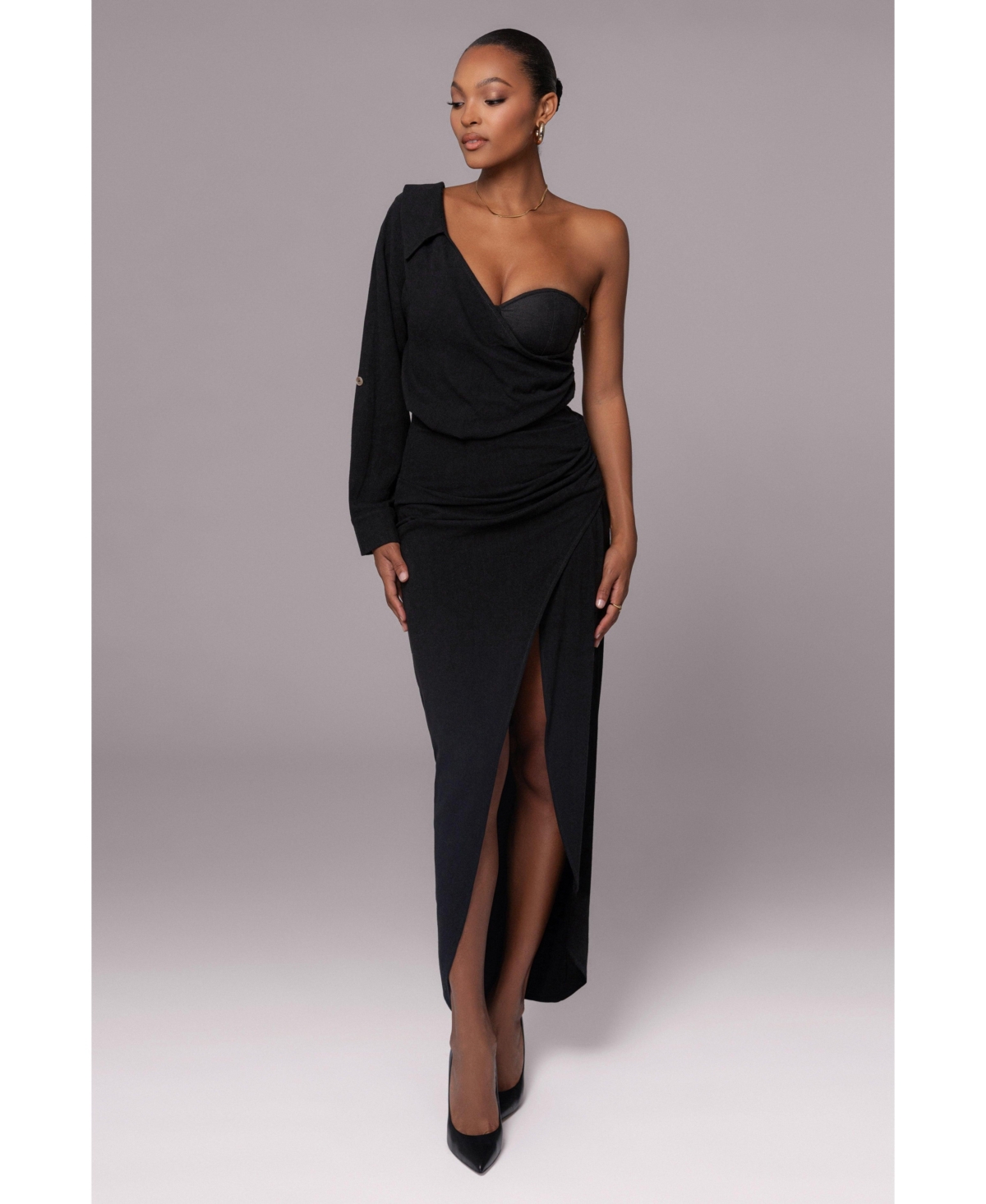 Jluxlabel Women’s Evita Linen Draped Dress – Black