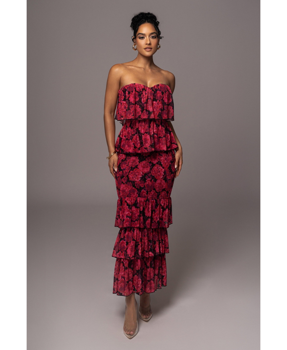 Jluxlabel Women’s Floral Casa Blanca Ruffle Dress Jluxlabel Women’s Floral Casa Blanca Ruffle Dress