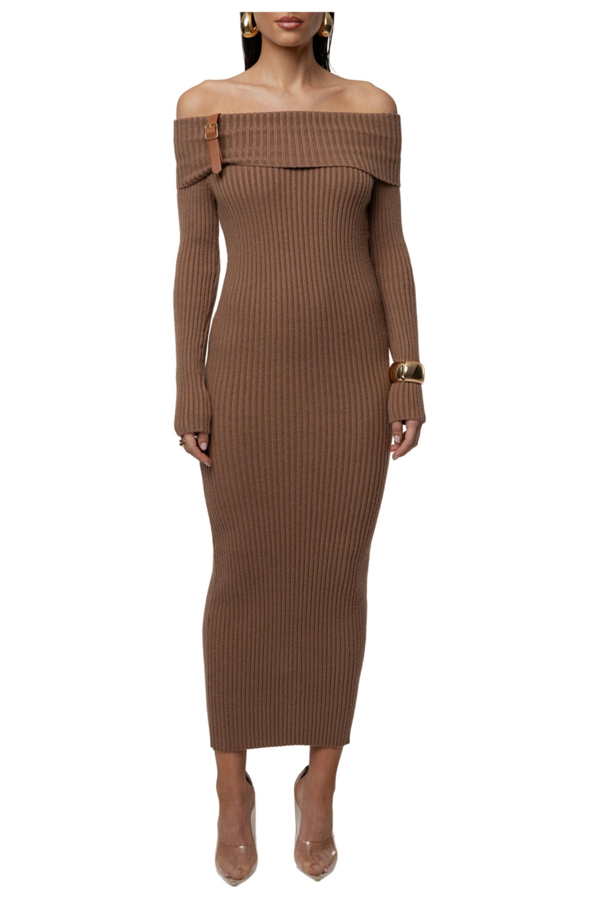 Jluxlabel Women’s Kira Ribbed Midi Dress – Beige Jluxlabel Women’s Kira Ribbed Midi Dress – Beige