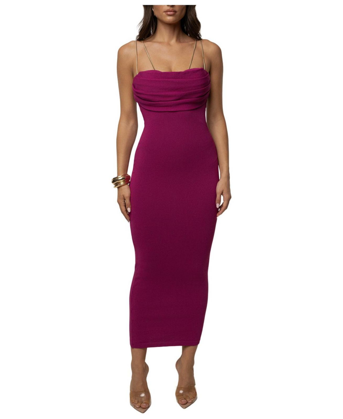 Jluxlabel Women’s La Lune Drape Cowl-Neckline Sleeveless Midi Dress – Fuchsia Jluxlabel Women’s La Lune Drape Cowl-Neckline Sleeveless Midi Dress – Fuchsia