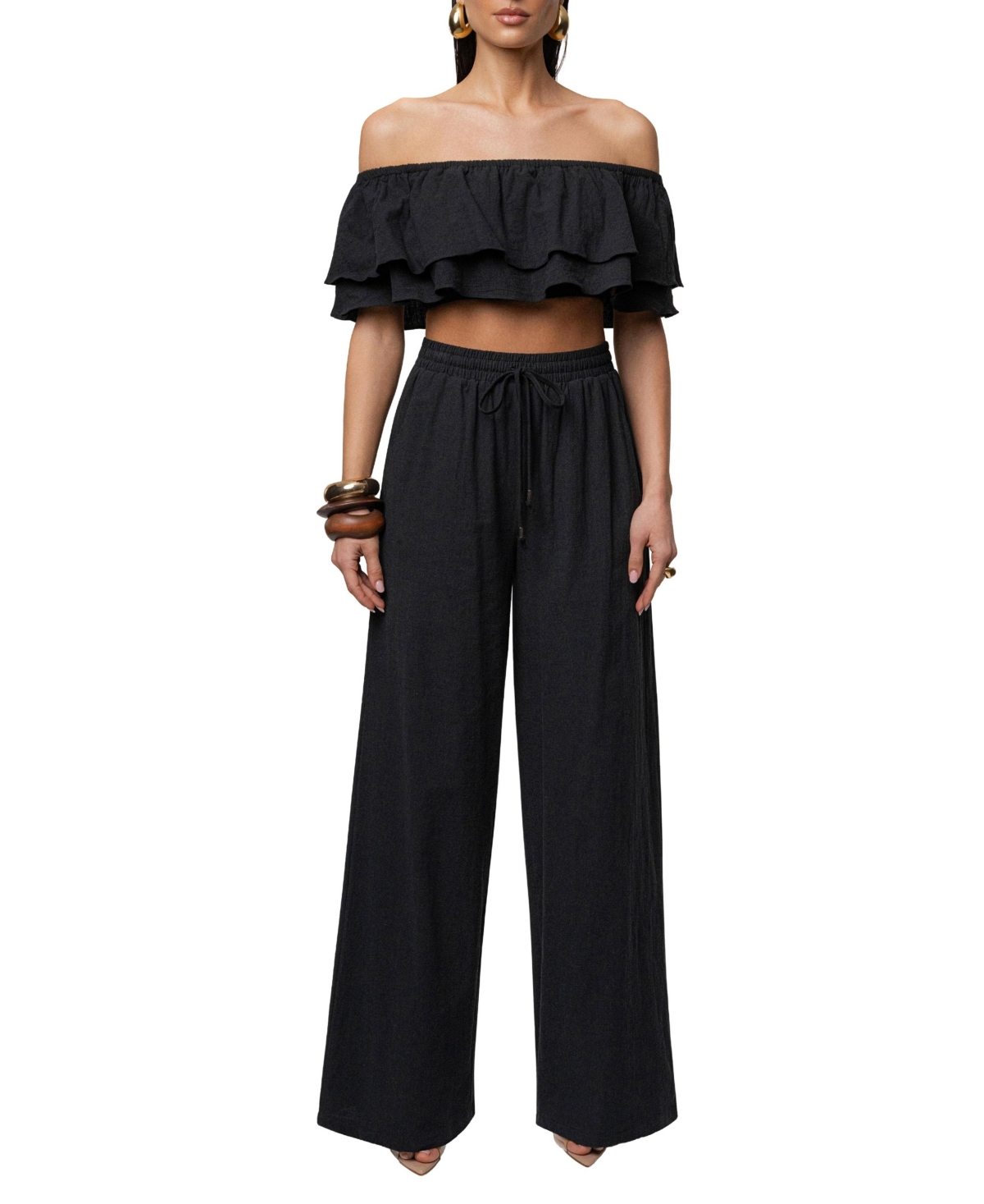 Jluxlabel Women’s Marina Two-Piece Pant Set – Black Jluxlabel Women’s Marina Two-Piece Pant Set – Black