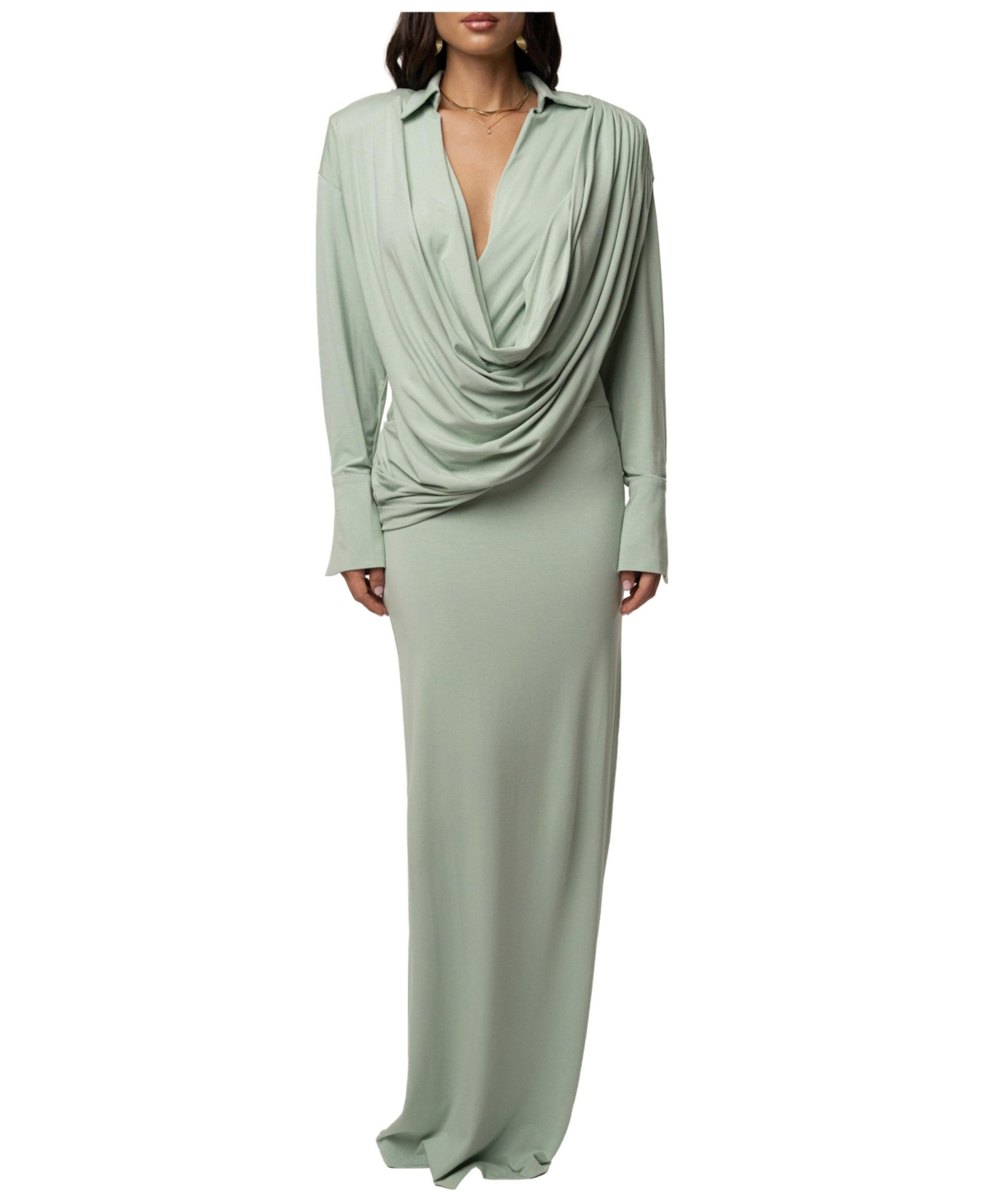 Jluxlabel Women’s Poise Draped Maxi Dress – Mint Jluxlabel Women’s Poise Draped Maxi Dress – Mint