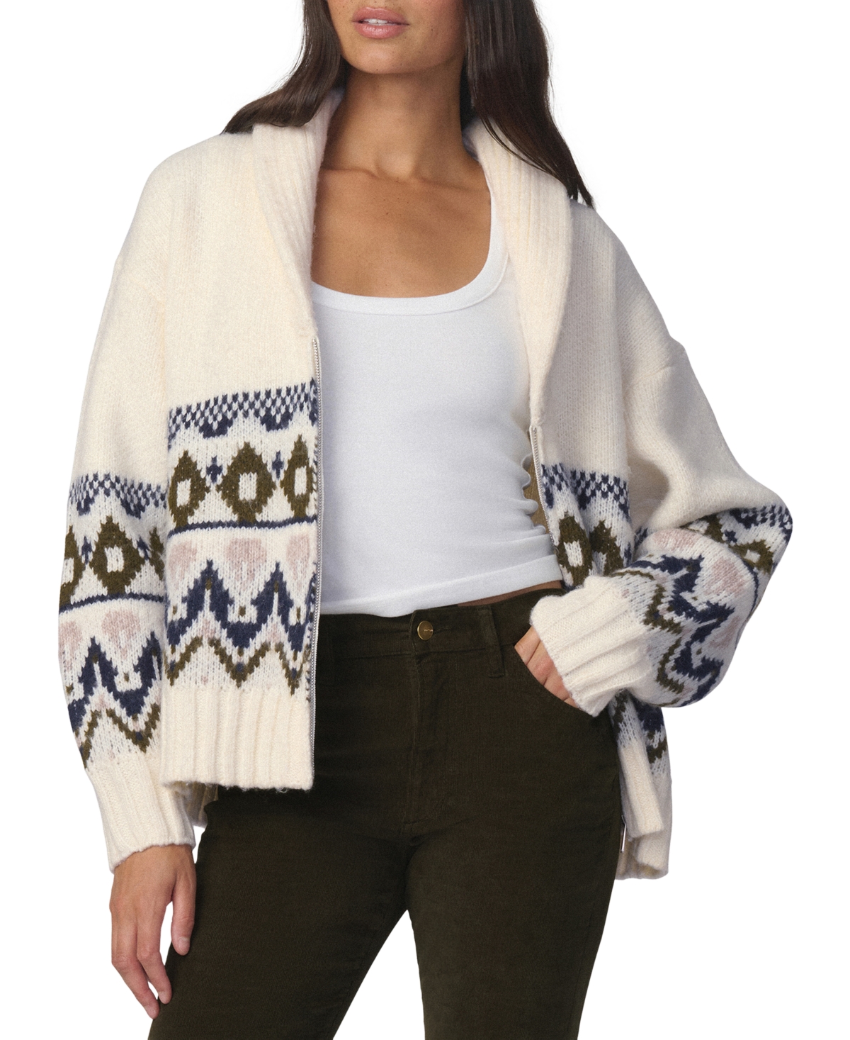 Joe’s Jeans Women’s The Inga Fair Isle Shawl Collar Sweater Cardigan – Ecru Muti Fair Isl Joe’s Jeans Women’s The Inga Fair Isle Shawl Collar Sweater Cardigan – Ecru Muti Fair Isl