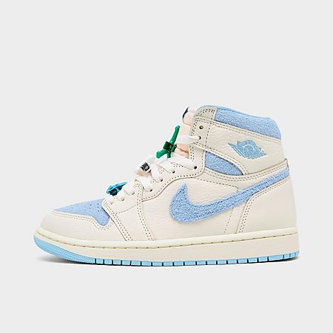 Jordan Women’s Air Retro 1 High OG Casual Shoes in Pale Ivory/Psychic Blue/Coconut Milk Size: 5.0