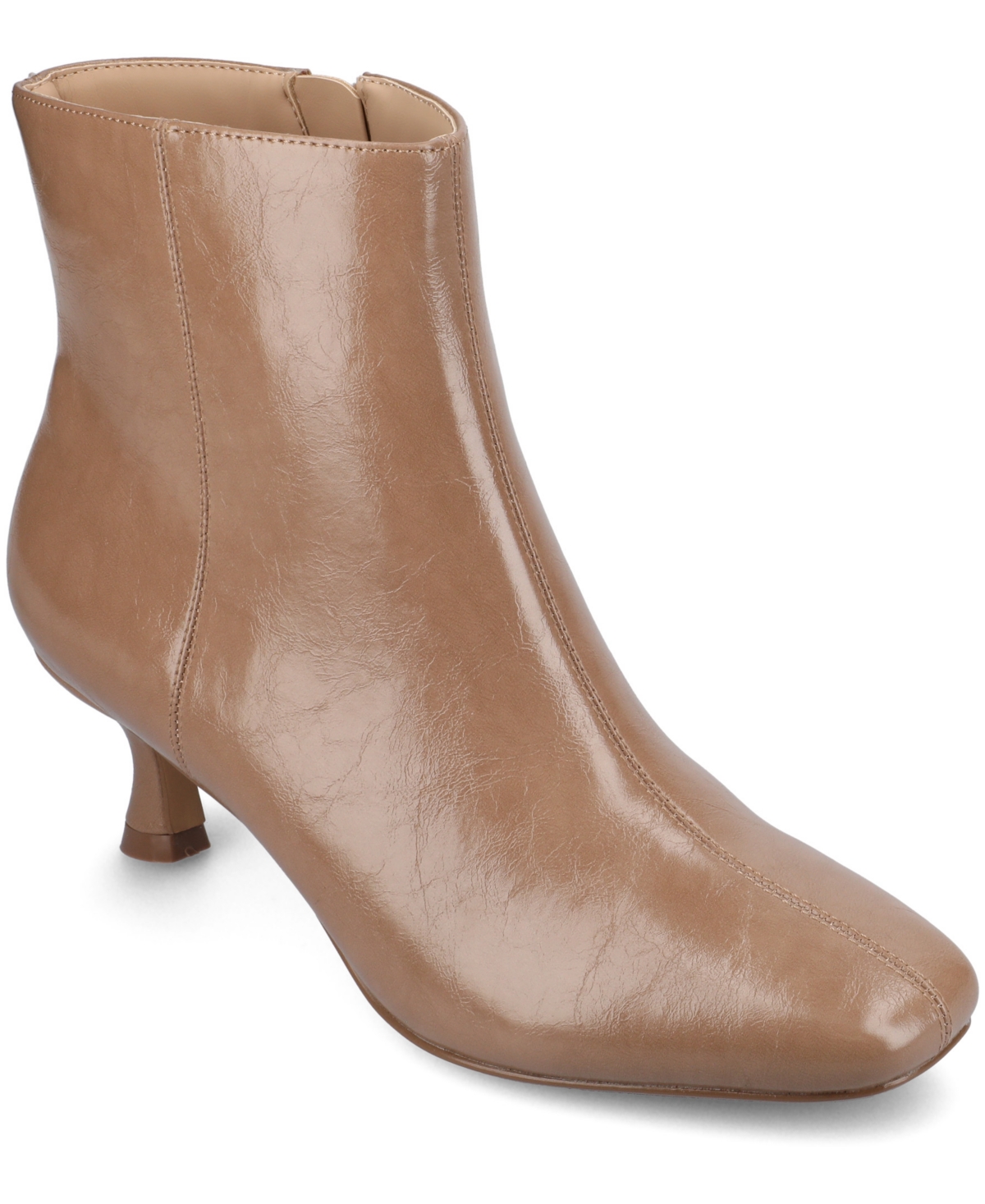 Journee Collection Women’s Kelssa Square Toe Kitten Heel Dress Booties – Taupe Patent Journee Collection Women’s Kelssa Square Toe Kitten Heel Dress Booties – Taupe Patent