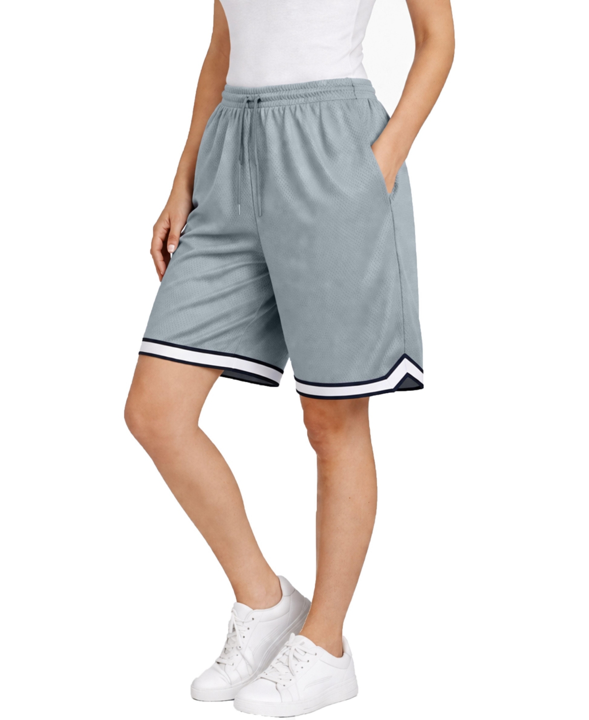 Jump Start Women’s Loose Fit Premium Active Moisture Wicking Workout Mesh Shorts With Trim – Silver Jump Start Women’s Loose Fit Premium Active Moisture Wicking Workout Mesh Shorts With Trim – Silver