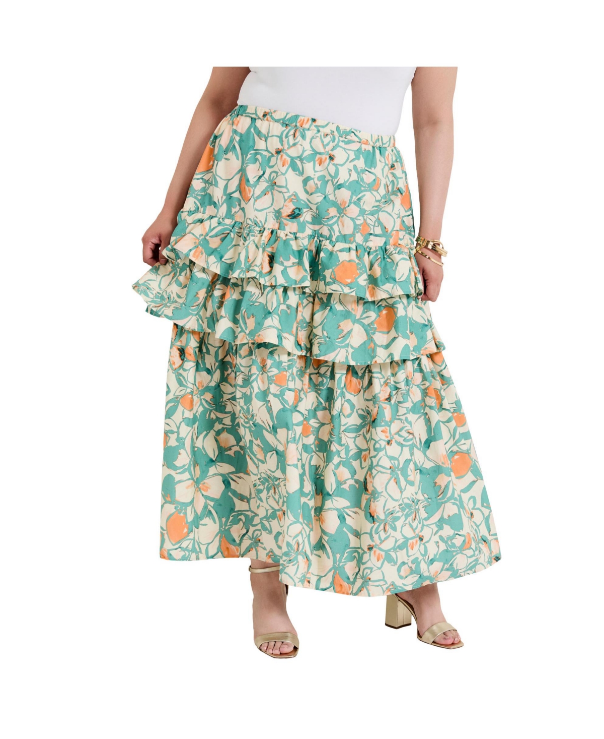 June + Vie Women’s June + Vie Poplin Tiered Midi Skirt – Spring garden June + Vie Women’s June + Vie Poplin Tiered Midi Skirt – Spring garden