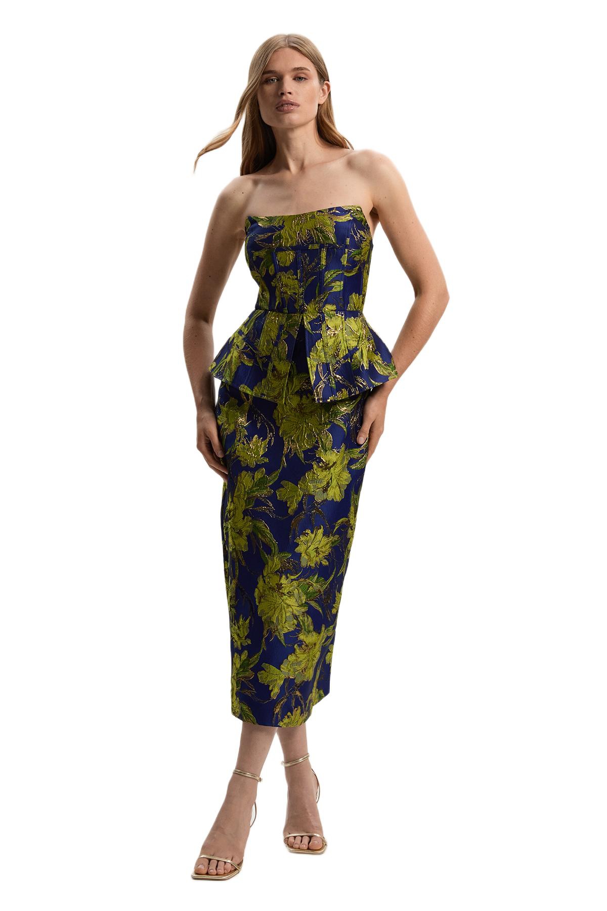 Karen Millen Petite Floral Jacquard Midi Pencil Dress – Multi Karen Millen Petite Floral Jacquard Midi Pencil Dress – Multi