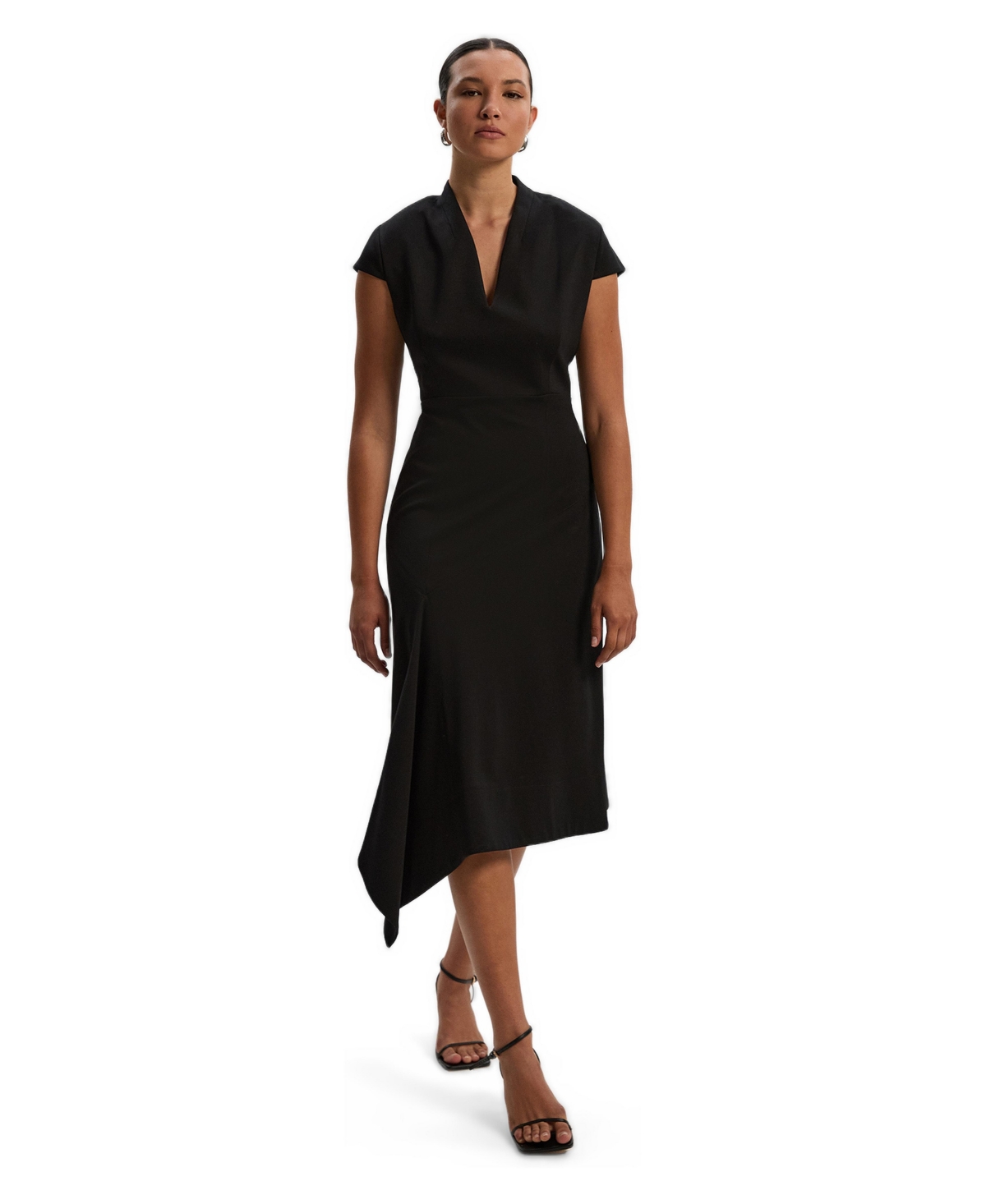Karen Millen Women’s Asymmetric Front Tailored Midi Dress – Black Karen Millen Women’s Asymmetric Front Tailored Midi Dress – Black