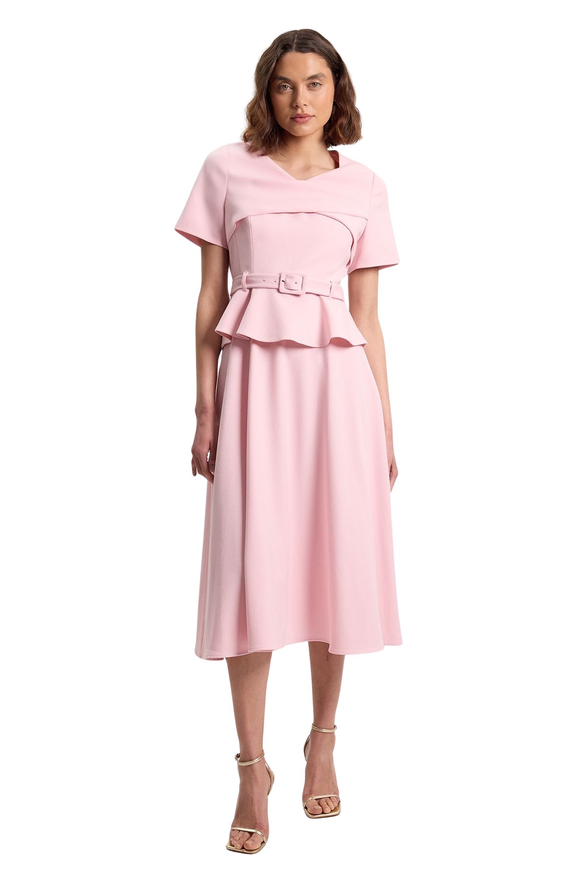 Karen Millen Women’s Belted Midi Dress – Light pink Karen Millen Women’s Belted Midi Dress – Light pink