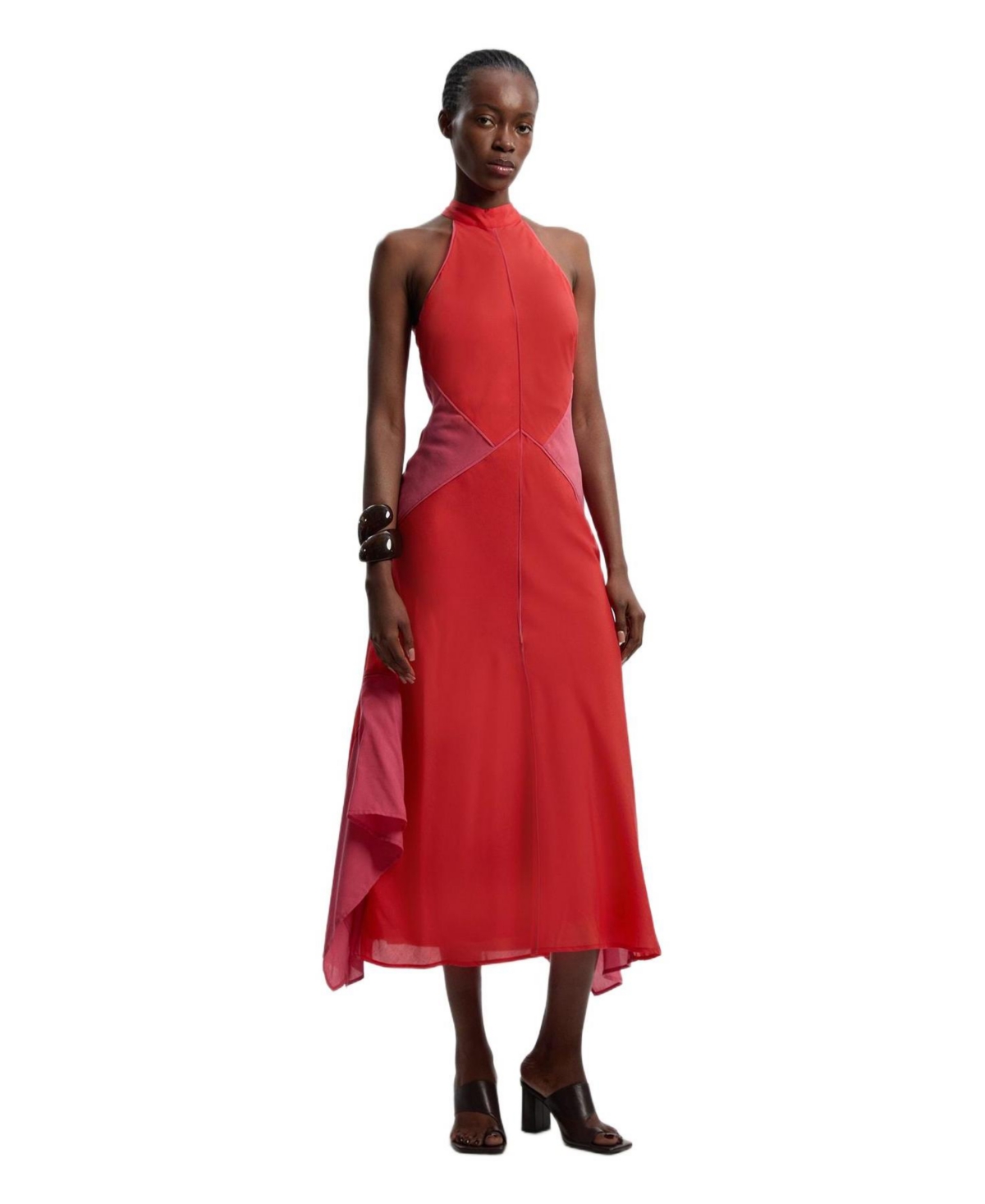 Karen Millen Women’s Block Halter Midi A-Line Dress – Red Karen Millen Women’s Block Halter Midi A-Line Dress – Red