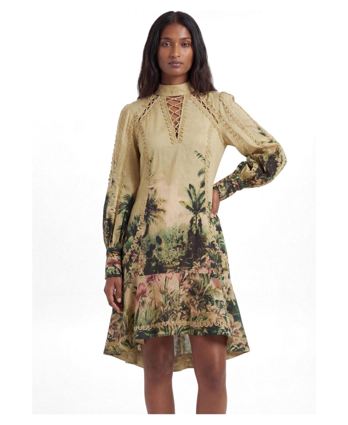 Karen Millen Women’s Botanical Mini Dress – Green Karen Millen Women’s Botanical Mini Dress – Green