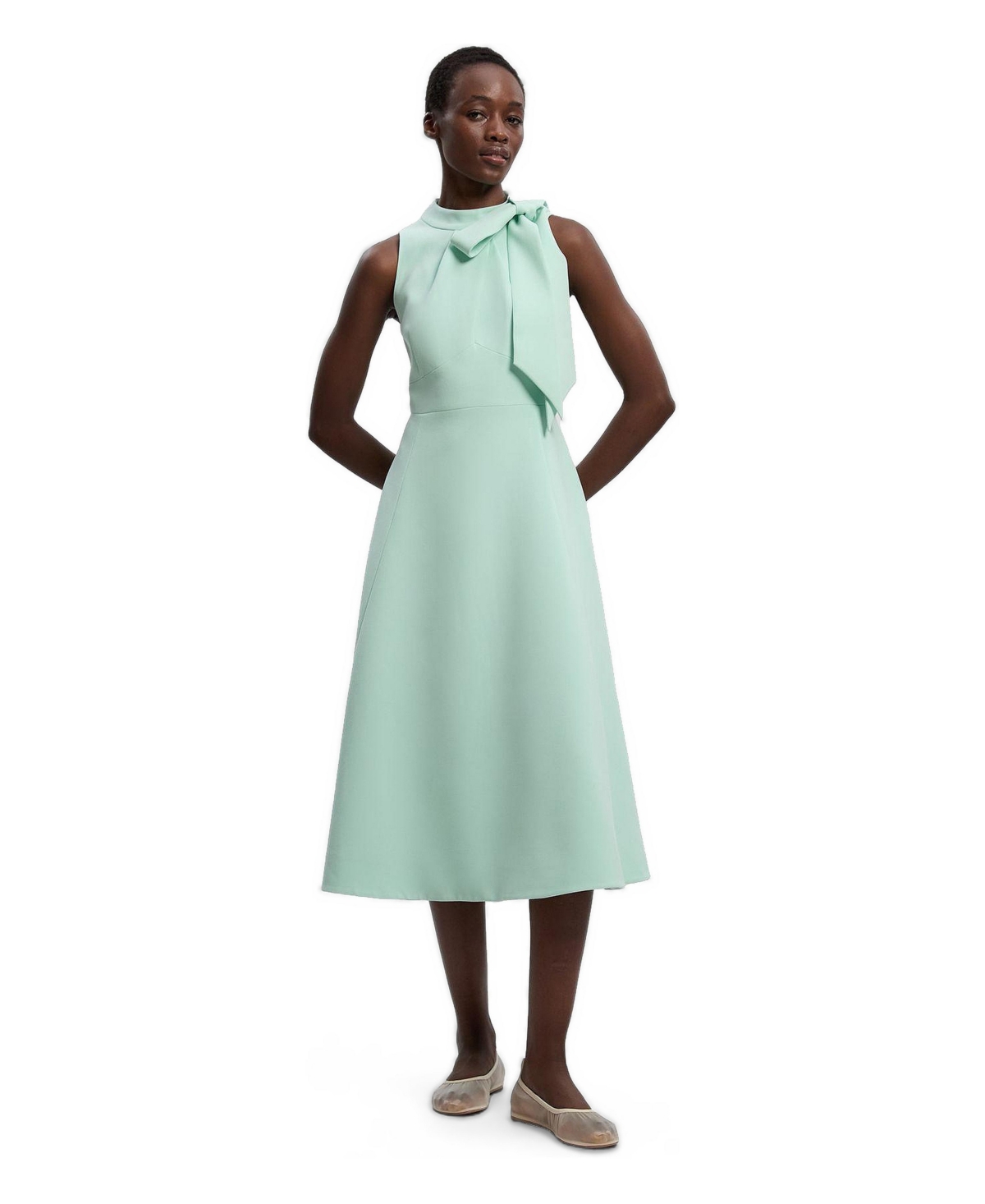 Karen Millen Women’s Bow Neck Midi Dress – Mint Karen Millen Women’s Bow Neck Midi Dress – Mint