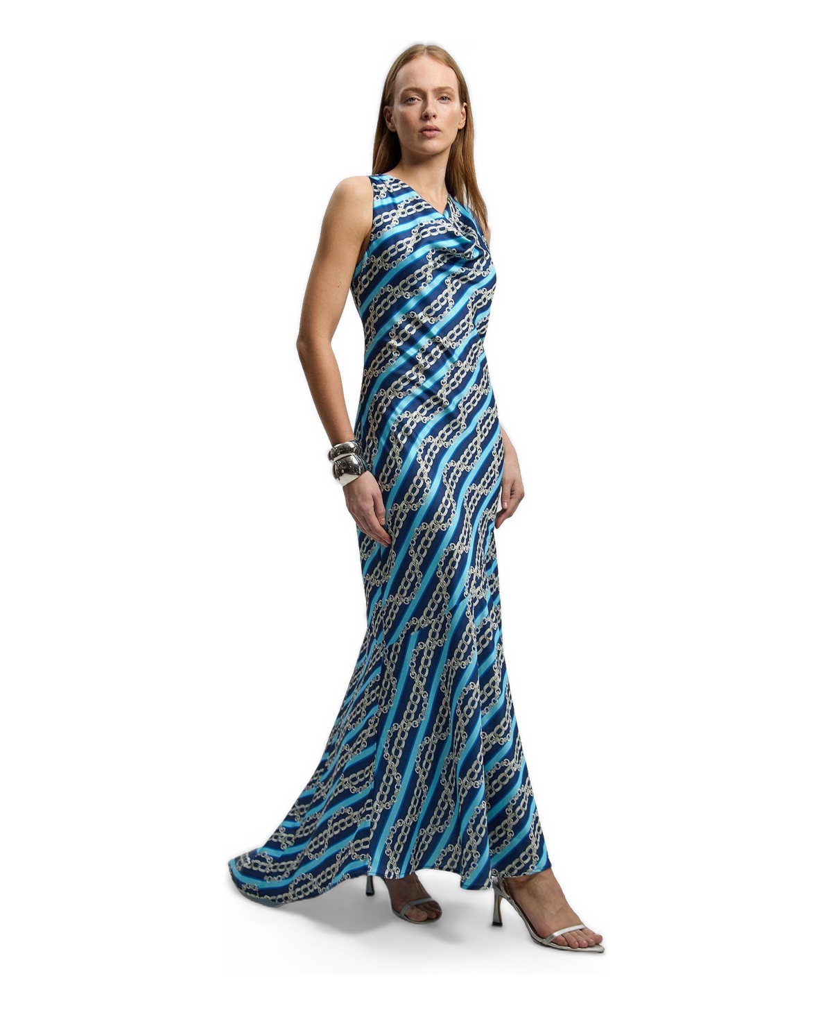 Karen Millen Women’s Chain Print Cowl Neck Maxi Dress – Multi Karen Millen Women’s Chain Print Cowl Neck Maxi Dress – Multi