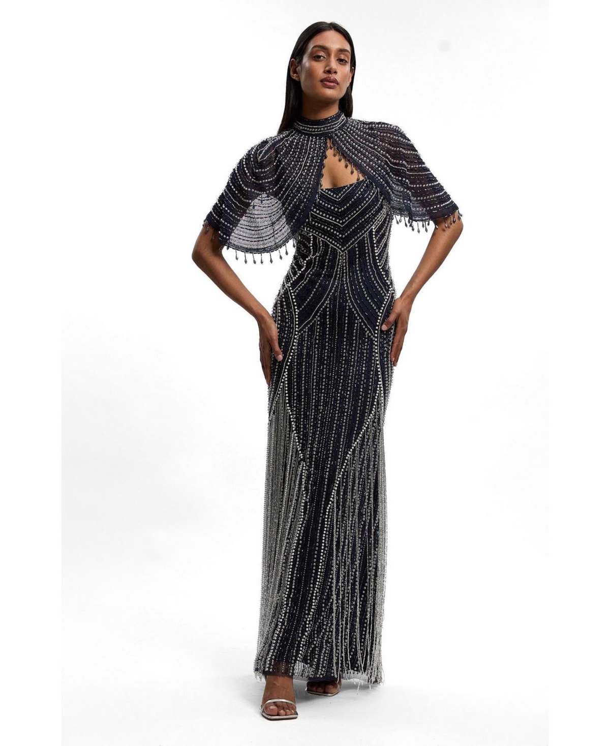 Karen Millen Women’s Crystal Maxi Dress – Navy