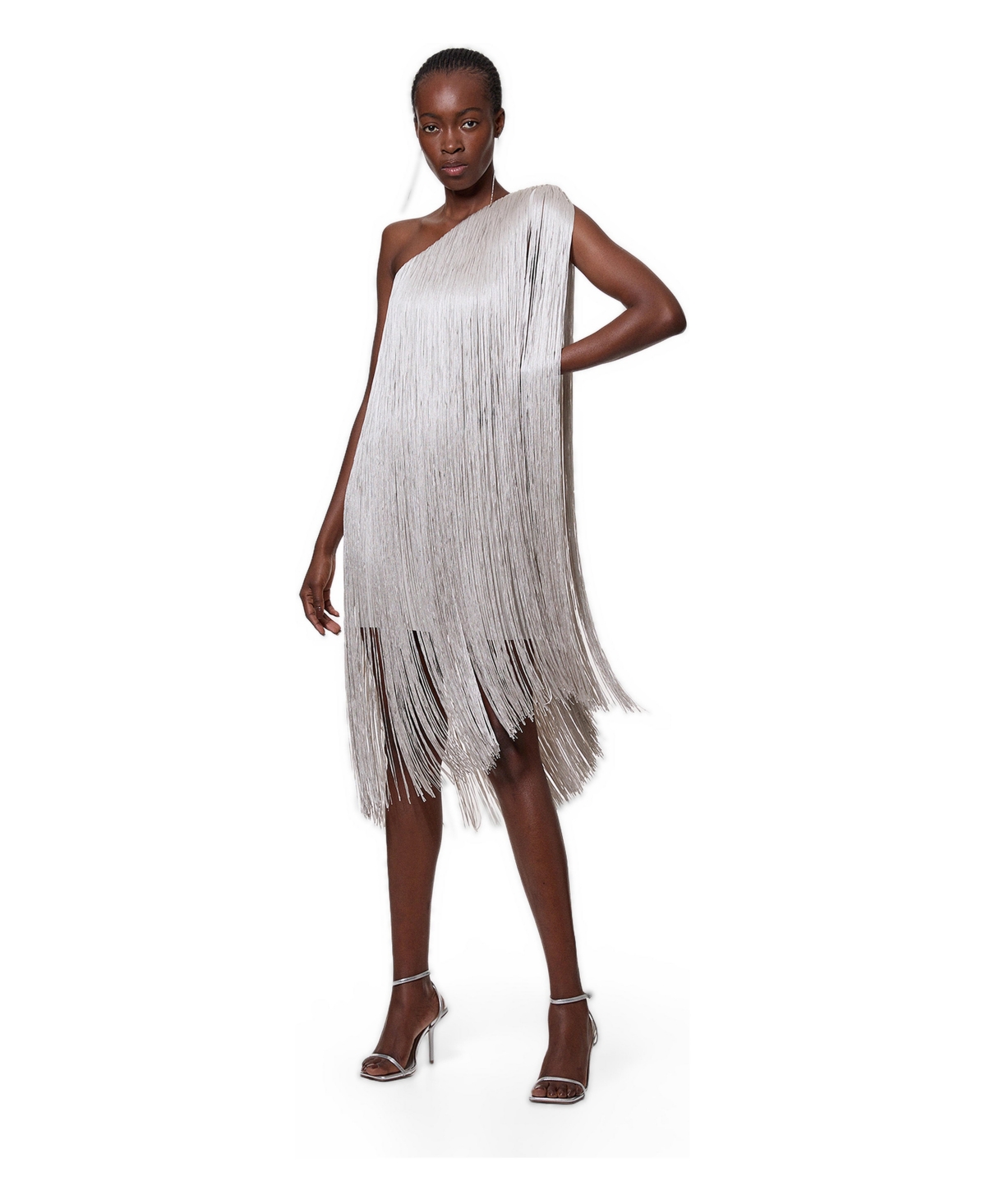 Karen Millen Women’s Figure Mini Knit Dress – Silver Karen Millen Women’s Figure Mini Knit Dress – Silver