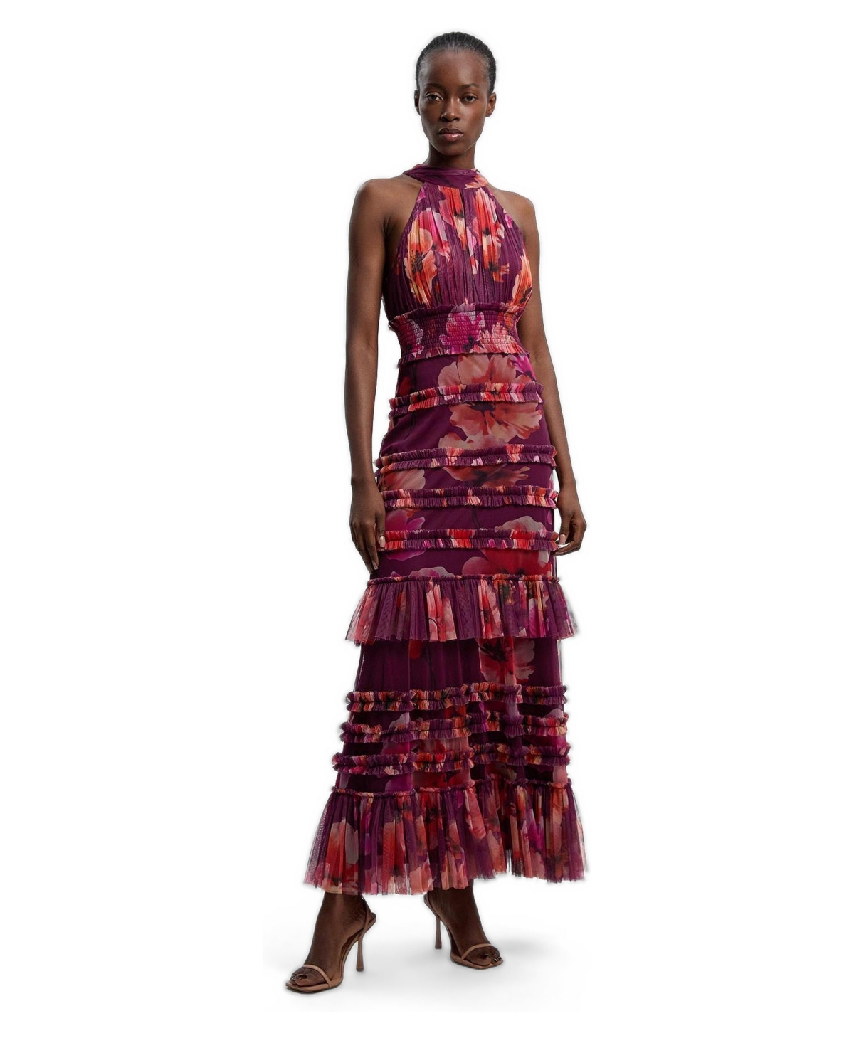 Karen Millen Women’s Floral Tulle Maxi Dress – Purple Karen Millen Women’s Floral Tulle Maxi Dress – Purple