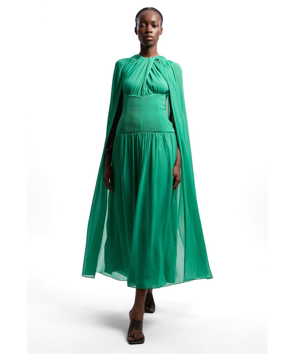 Karen Millen Women’s Halter Cape Maxi Dress – Green Karen Millen Women’s Halter Cape Maxi Dress – Green
