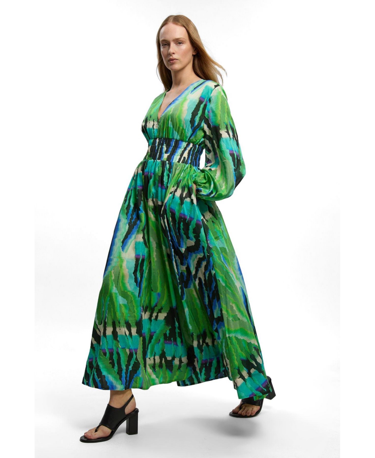 Karen Millen Women’s Plunge V-Neck Maxi Dress – Multi