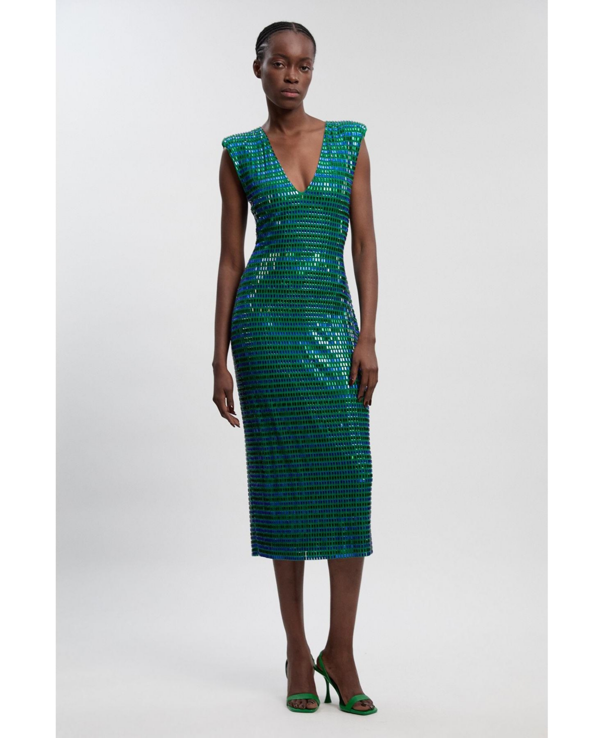 Karen Millen Women’s Plunge V-Neck Sleeveless Midi Dress – Multi Karen Millen Women’s Plunge V-Neck Sleeveless Midi Dress – Multi
