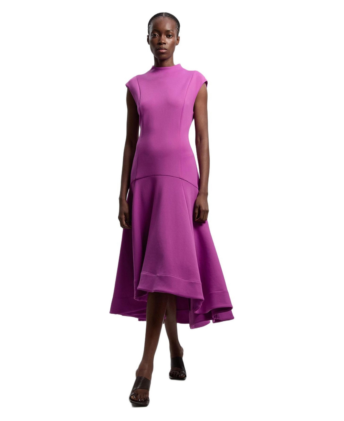 Karen Millen Women’s Ruffle Hem Sleeveless Midi Dress – Purple