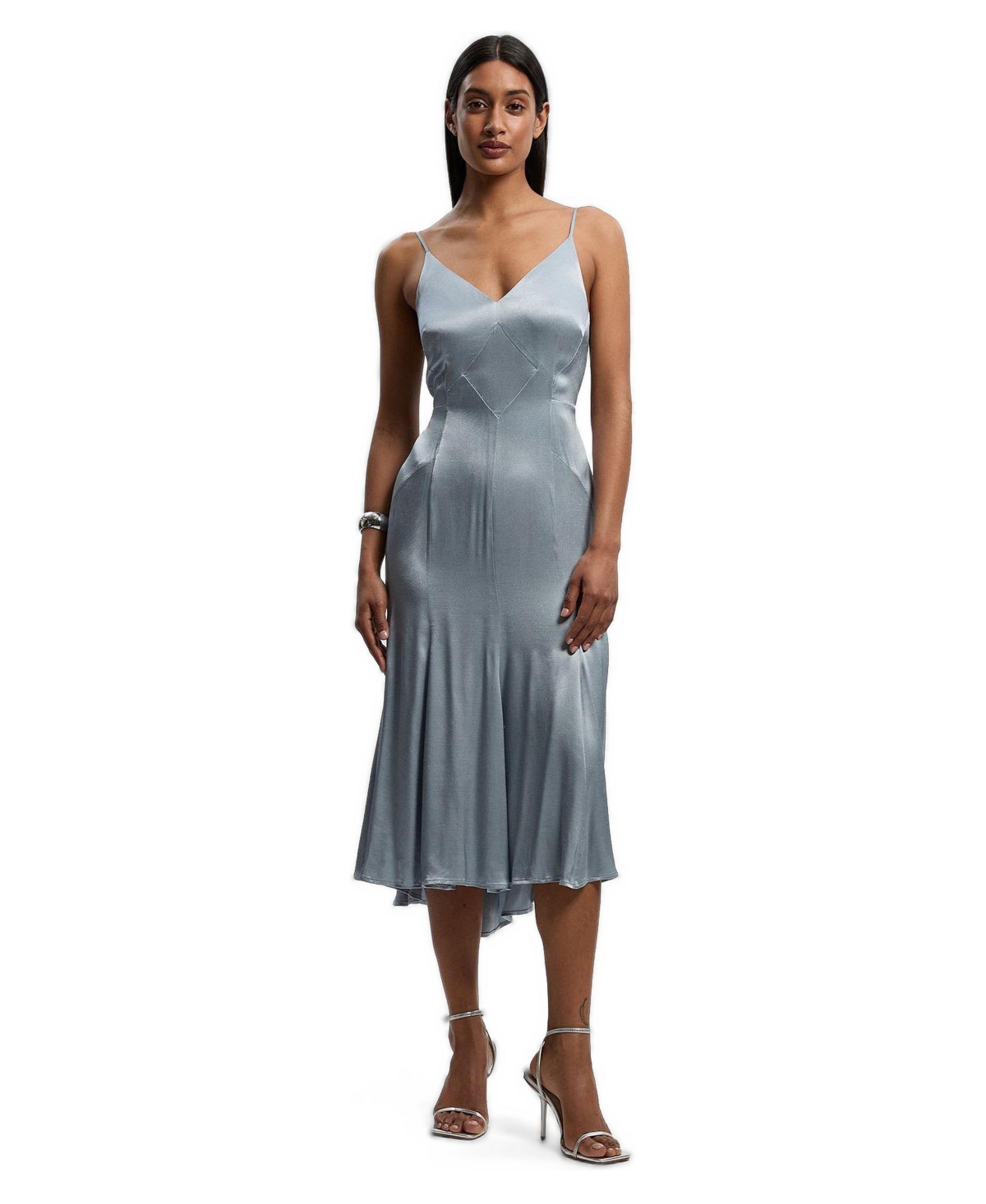 Karen Millen Women’s Satin Strappy Midi Dress – Light blue Karen Millen Women’s Satin Strappy Midi Dress – Light blue
