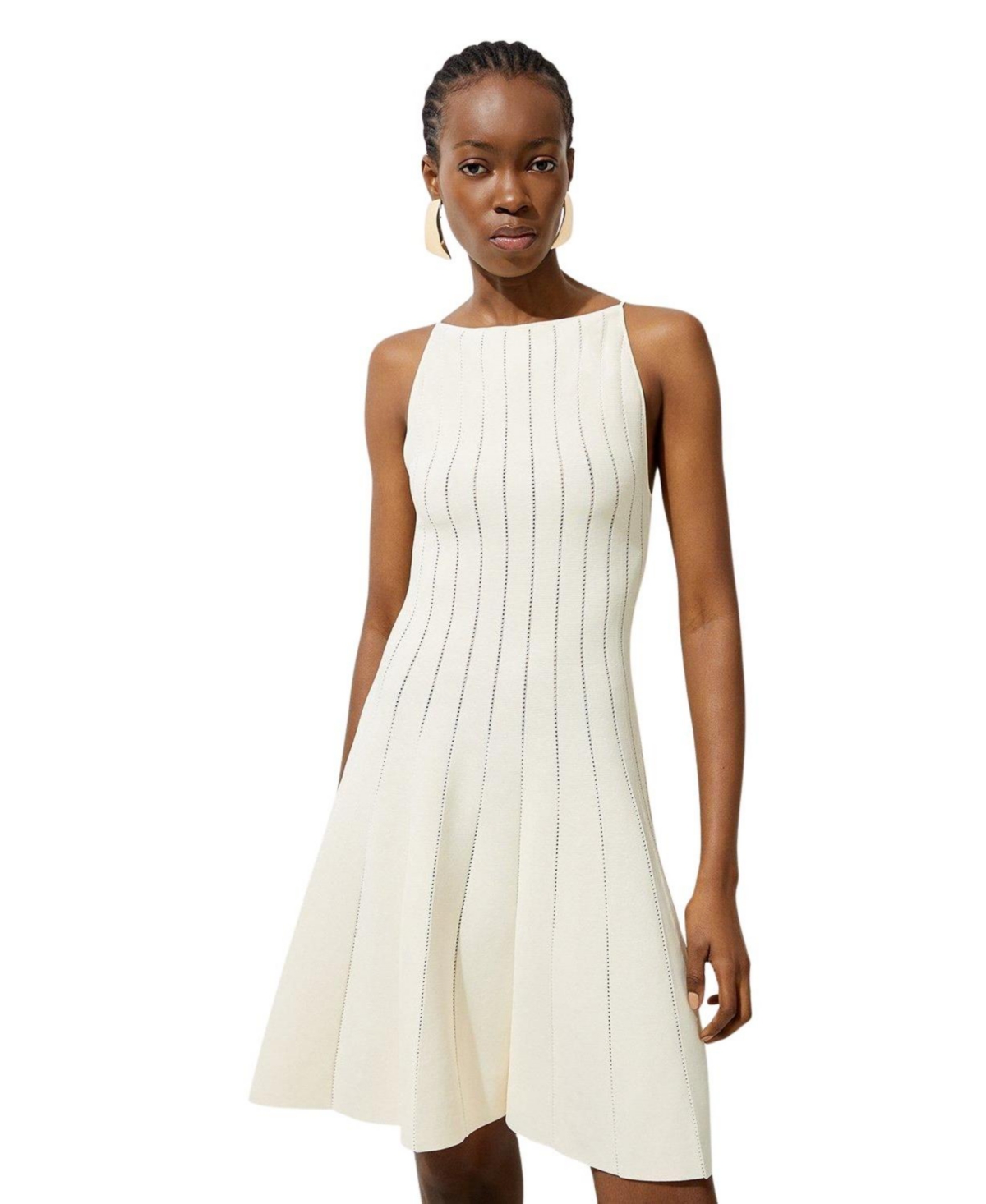 Karen Millen Women’s Sheer Knit Mini Dress – Cream Karen Millen Women’s Sheer Knit Mini Dress – Cream