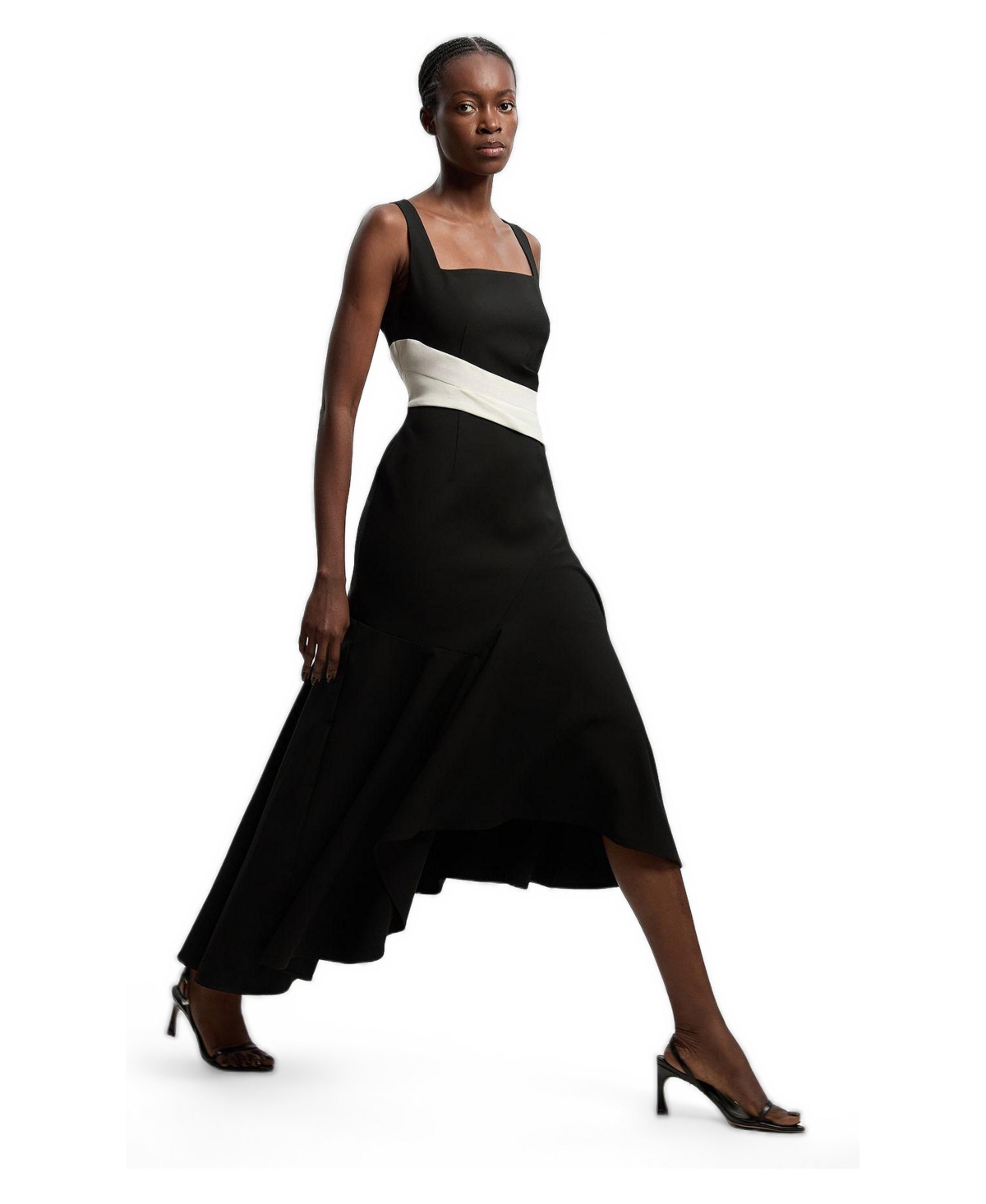 Karen Millen Women’s Strappy Asymmetric Maxi Dress – Mono Karen Millen Women’s Strappy Asymmetric Maxi Dress – Mono