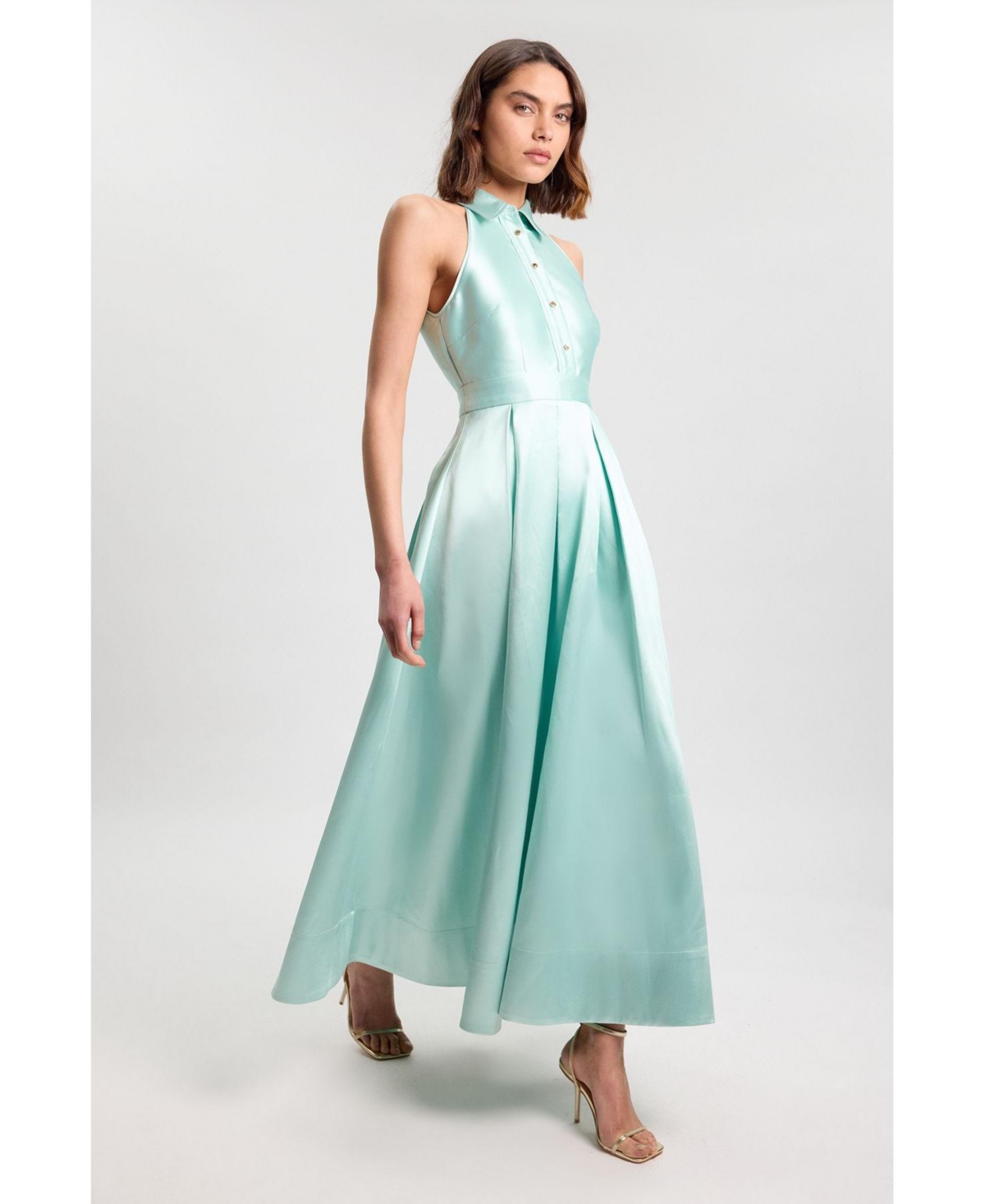 Karen Millen Women’s Twill Collared Maxi Dress – Mint Karen Millen Women’s Twill Collared Maxi Dress – Mint