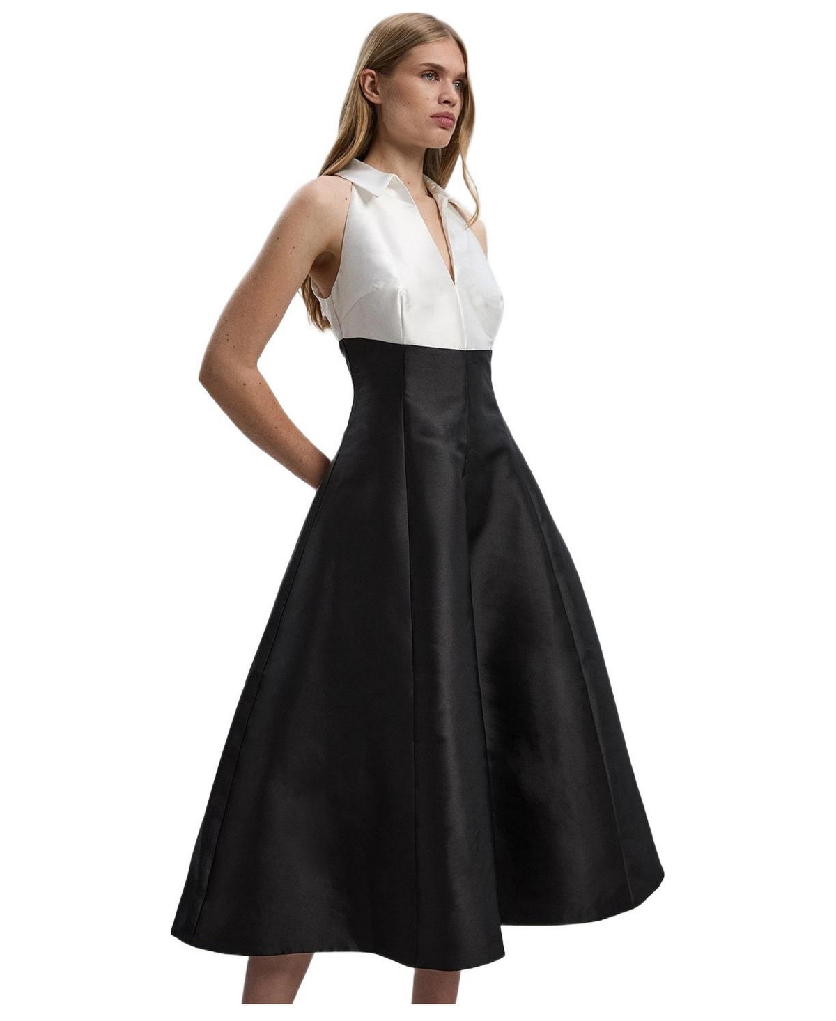 Karen Millen Women’s Twill Contrast Tux Tailored Dress – Black Karen Millen Women’s Twill Contrast Tux Tailored Dress – Black
